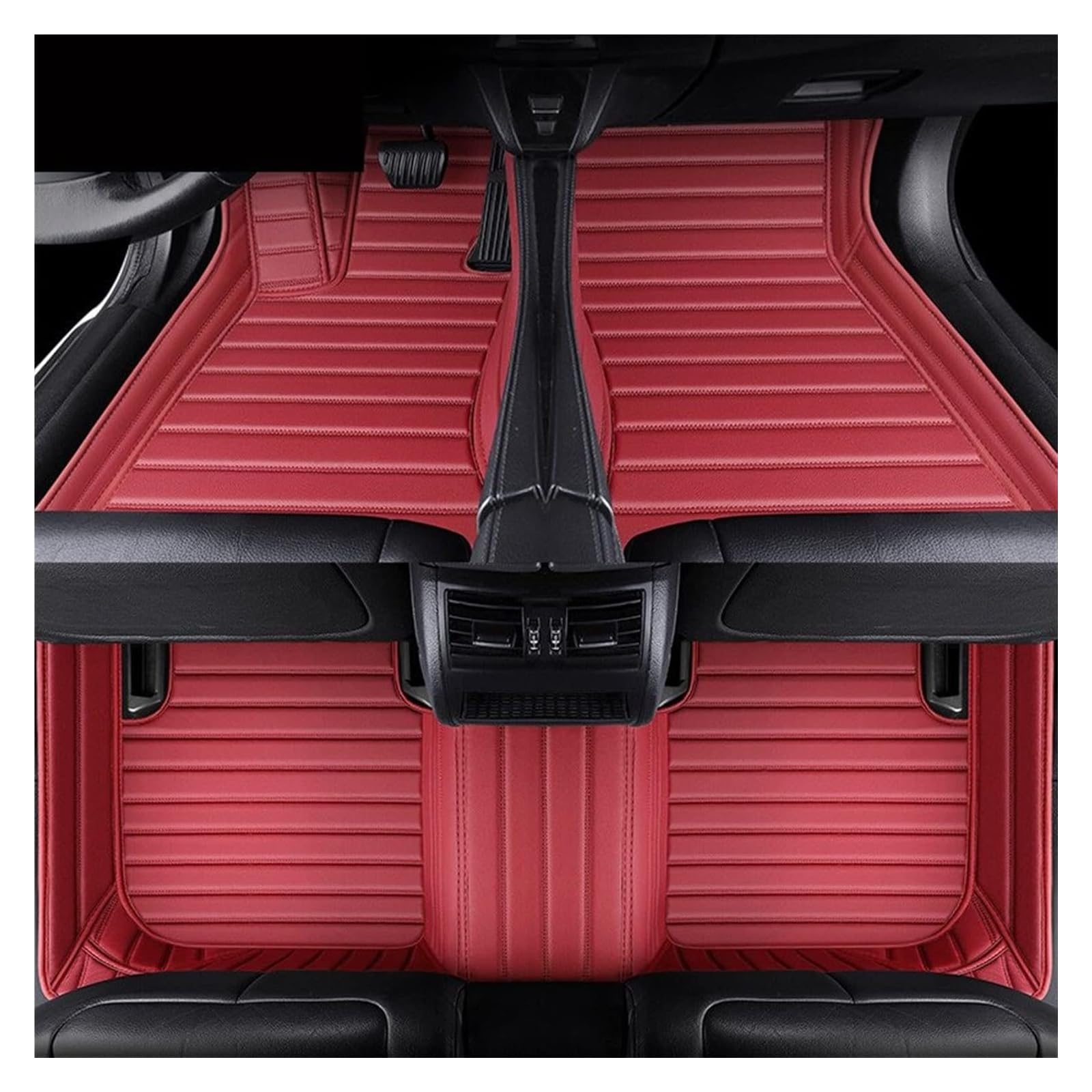 Vorne Hinten Automatten Für VW Für Touareg 2011 2012 2013 2014 2015 2016 2017 2018 Auto-Fußmatten Benutzerdefinierte Streifen Auto-Fußmatten Innendetails(Wine Red1) von VPLPEREQAK