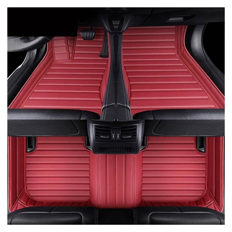 Vorne Hinten Automatten Für VW Für Touareg 2011 2012 2013 2014 2015 2016 2017 2018 Auto-Fußmatten Benutzerdefinierte Streifen Auto-Fußmatten Innendetails(Wine Red1) von VPLPEREQAK