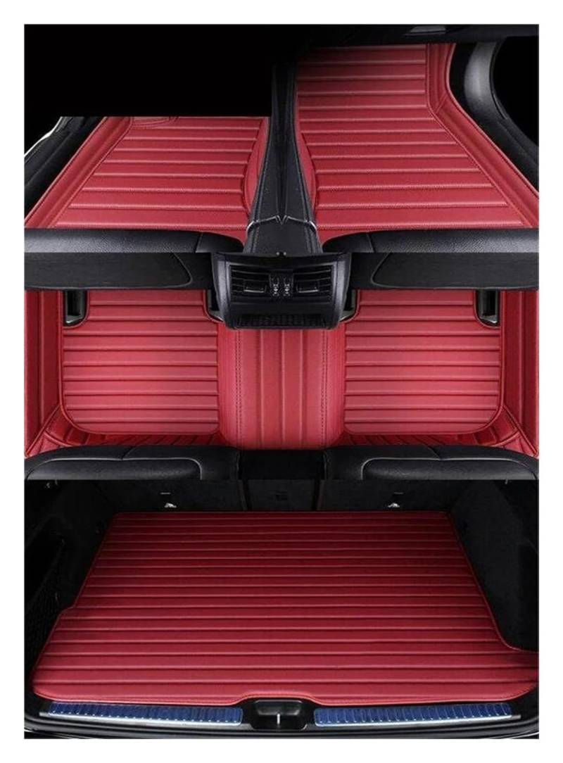 Vorne Hinten Automatten Für VW Für Touareg 2011 2012 2013 2014 2015 2016 2017 2018 Auto-Fußmatten Benutzerdefinierte Streifen Auto-Fußmatten Innendetails(Wine Red2) von VPLPEREQAK