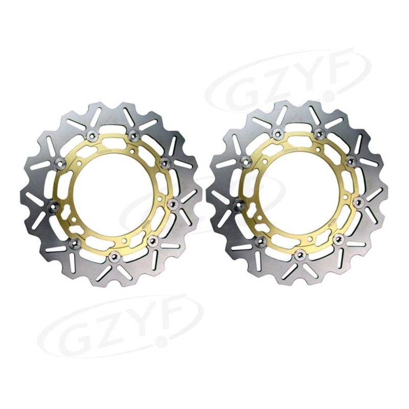 Bremsscheiben vorne Rotoren Scheiben F+R 2 STK. Kompatibel mit Yamaha FZ6 FAZER S2 / MT-09 TRACER ABS/MT-03 MT-09 /XJ6 DIVERSION ABS F/YZF R6(Gold) von VQJRZKPMX
