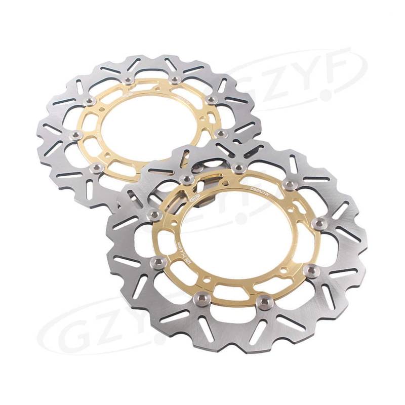 Vorne Hinten Bremsscheibe Rotoren Motorrad Teile Schwimmende Kompatibel mit YAMAHA YZF-R1 2007-2011 & YZF-R6 2005-2015(2pcs front gold) von VQJRZKPMX
