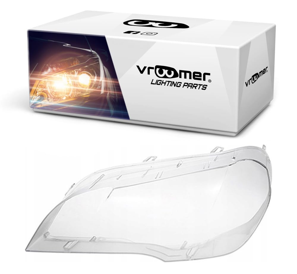 VROOMER Scheinwerfergläser für X5 E70 2008-2013 Lichtscheibe Scheinwerfer Abdeckung Frontscheinwerfer Streuscheibe (Links) von VROOMER