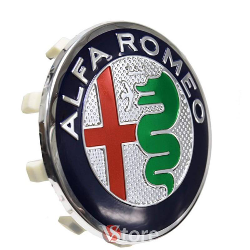 1 Stück Nabendeckel 60 mm kompatibel für Original-Felgen Alfa Romeo Giulietta 147 159 146 156 Brera Wappen My 2016 Grün von VS
