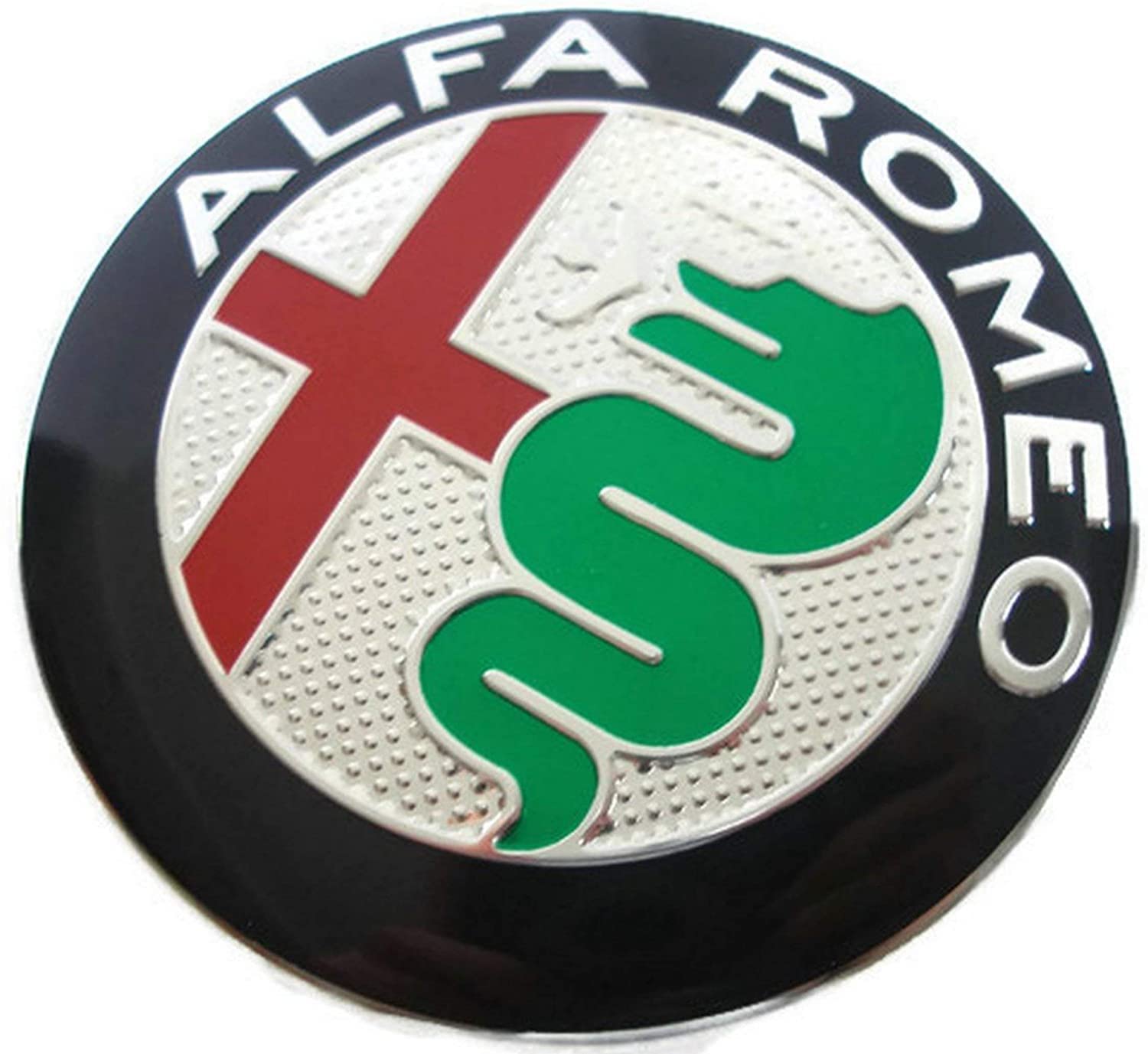 2 Embleme für Alfa Romeo Grün Logo 74 mm My 2016 Motorhaube vorne hinten Emblem Green 147 156 159 von VS