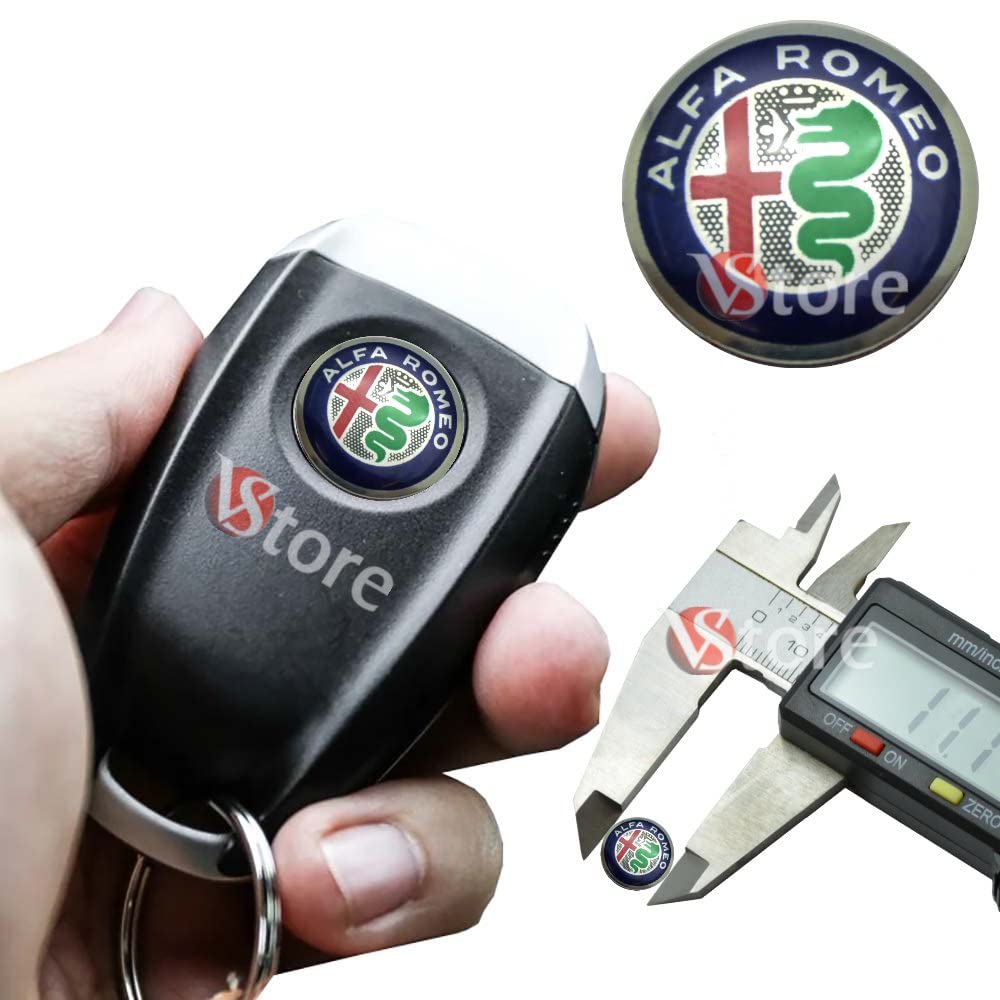 2 Stück Logo Schlüssel 11 mm für Fernbedienung Alfa Romeo Fregio Wappen Silber Rot Grün und Blau Aufkleber von VS