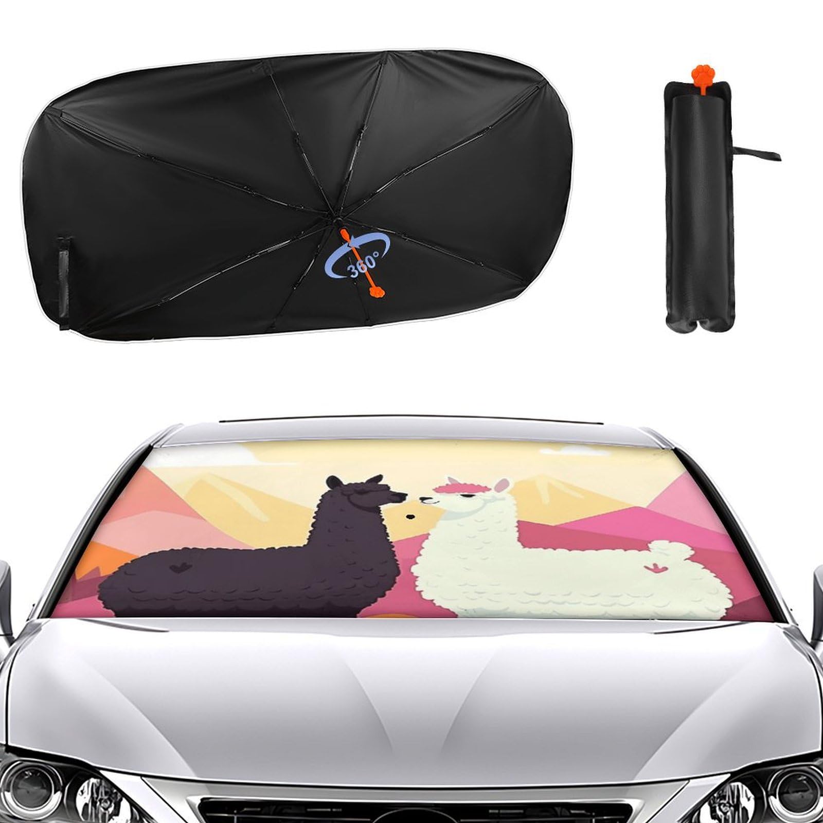 Windschutzscheiben-Sonnenschutz, Auto-Frontscheibe, Sonnenschutz, Regenschirm, 2024, verbesserter Sonnenschutz, Alpakas in Love in The Mountains Sonnenschutz Windschutzscheiben-Sonnenschutz, Auto-Frontscheibe, Sonnenschutz, Regenschirm, 2024, verbesserter Sonnenschutz, Alpakas in Love in The Mountains Sonnenschutz von VTCTOASY