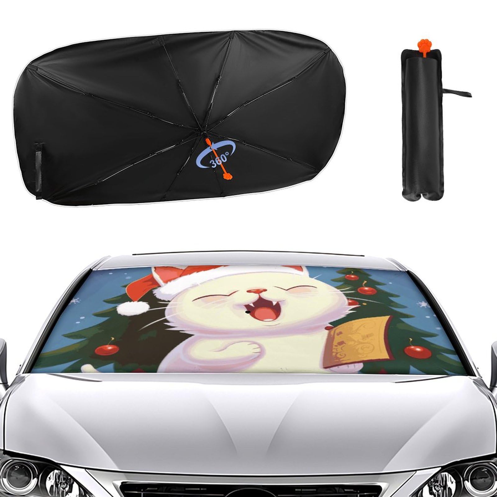 Windschutzscheiben-Sonnenschutz, Auto-Frontscheibe, Sonnenschutz, Regenschirm, 2024, verbesserter Sonnenschutz, niedliche Katze, singend, Weihnachtslieder, Auto-Blocker, Fenster-Sonnenschutz Windschutzscheiben-Sonnenschutz, Auto-Frontscheibe, Sonnenschutz, Regenschirm, 2024, verbesserter Sonnenschutz, niedliche Katze, singend, Weihnachtslieder, Auto-Blocker, Fenster-Sonnenschutz von VTCTOASY