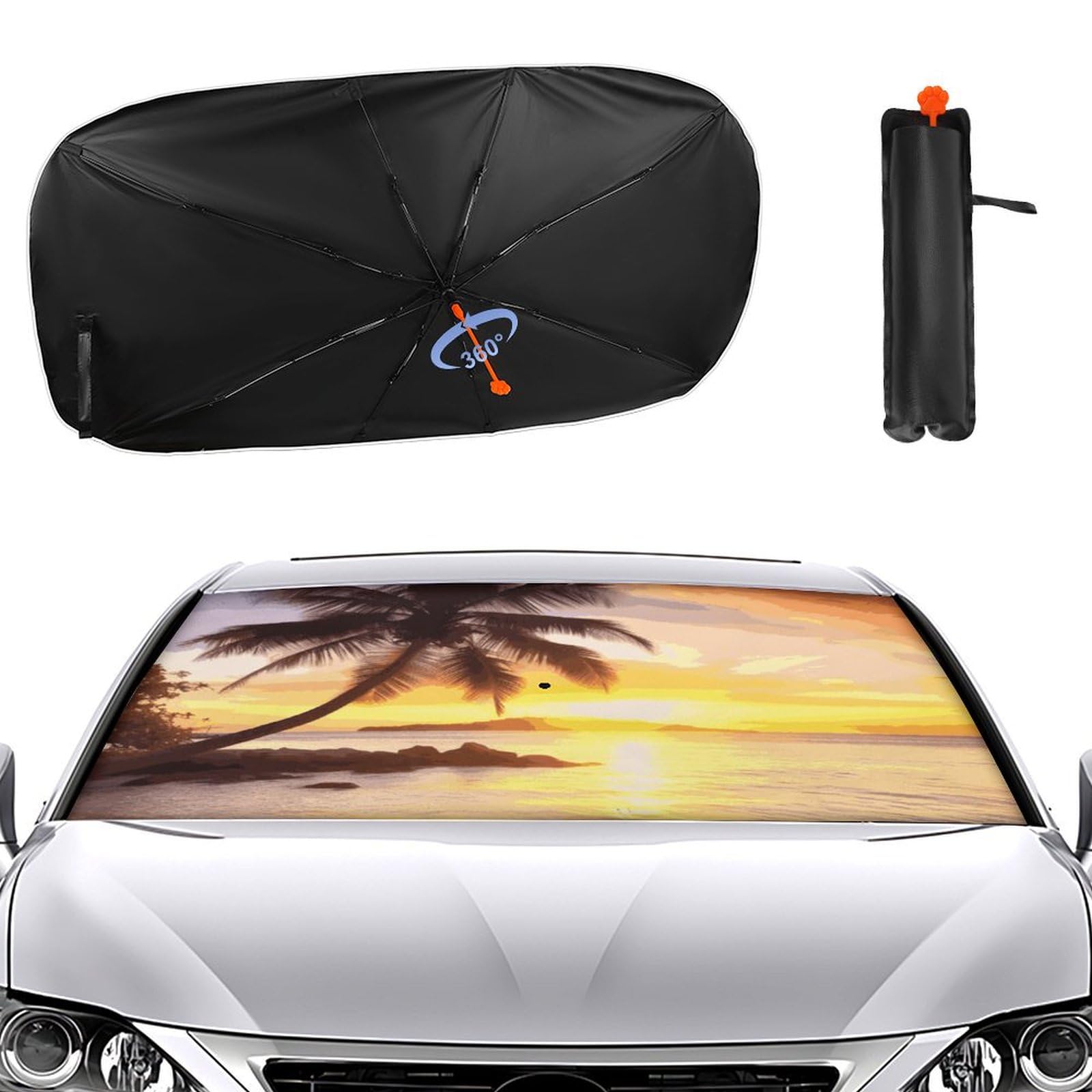 Windschutzscheiben-Sonnenschutz, Auto-Frontscheibe, Sonnenschutz, Regenschirm, Sonnenaufgang, tropische Palme, Insel, Sonnenschutz, Auto-Blocker, Fenster-Sonnenschutz Windschutzscheiben-Sonnenschutz, Auto-Frontscheibe, Sonnenschutz, Regenschirm, Sonnenaufgang, tropische Palme, Insel, Sonnenschutz, Auto-Blocker, Fenster-Sonnenschutz von VTCTOASY