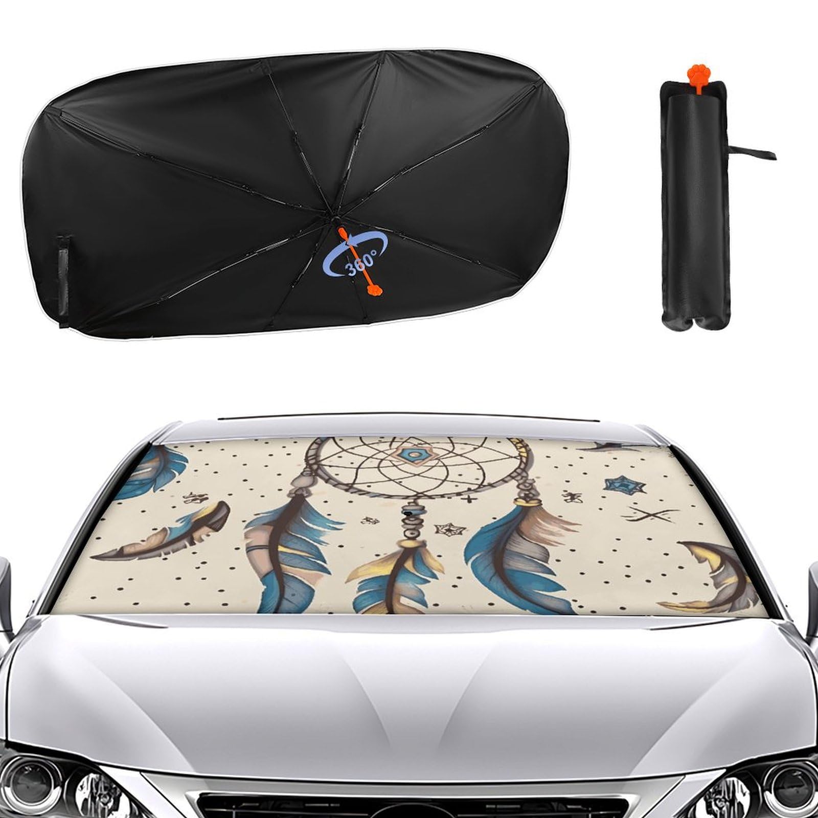 Windschutzscheiben-Sonnenschutz, Auto-Frontscheibe, Sonnenschutz, Regenschirm, Traumfänger und Mond-Sonnenschutz, Auto-Blocker, Fenster-Sonnenschutz Windschutzscheiben-Sonnenschutz, Auto-Frontscheibe, Sonnenschutz, Regenschirm, Traumfänger und Mond-Sonnenschutz, Auto-Blocker, Fenster-Sonnenschutz von VTCTOASY