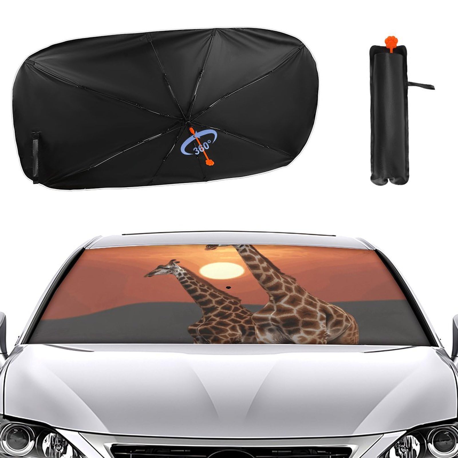 Windschutzscheiben-Sonnenschutz, Auto-Frontscheibe, Sonnenschutz, Regenschirm 2024, verbesserter Sonnenschirm, Giraffe bei Sonnenuntergang, Sonnenschutz, Auto-Blocker, Fenster-Sonnenschutz Windschutzscheiben-Sonnenschutz, Auto-Frontscheibe, Sonnenschutz, Regenschirm 2024, verbesserter Sonnenschirm, Giraffe bei Sonnenuntergang, Sonnenschutz, Auto-Blocker, Fenster-Sonnenschutz von VTCTOASY