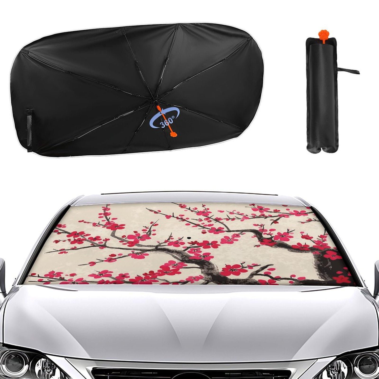 Windschutzscheiben-Sonnenschutz, Auto-Frontscheibe, Sonnenschutz, Regenschirm 2024, verbesserter Sonnenschutz, Regenschirm, japanisches Blumenmuster, Kirschblüte, Auto-Blocker, Fenster-Sonnenschutz Windschutzscheiben-Sonnenschutz, Auto-Frontscheibe, Sonnenschutz, Regenschirm 2024, verbesserter Sonnenschutz, Regenschirm, japanisches Blumenmuster, Kirschblüte, Auto-Blocker, Fenster-Sonnenschutz von VTCTOASY