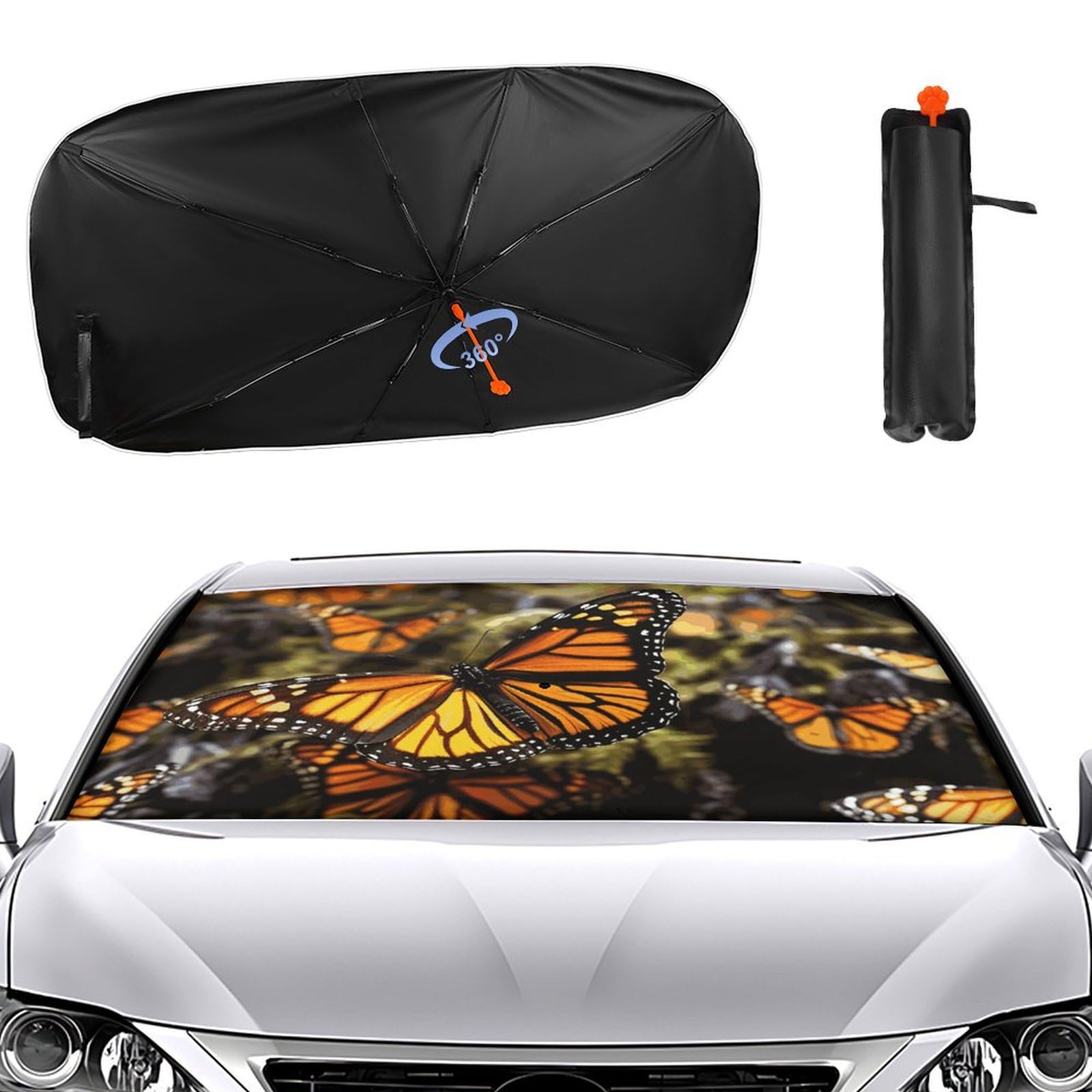 Windschutzscheiben-Sonnenschutz für die Windschutzscheibe 2024, verbesserter Sonnenschirm, Orange, Monarch-Schmetterlinge, Sonnenschutz, Auto-Blocker, Fenster-Sonnenschutz Windschutzscheiben-Sonnenschutz für die Windschutzscheibe 2024, verbesserter Sonnenschirm, Orange, Monarch-Schmetterlinge, Sonnenschutz, Auto-Blocker, Fenster-Sonnenschutz von VTCTOASY