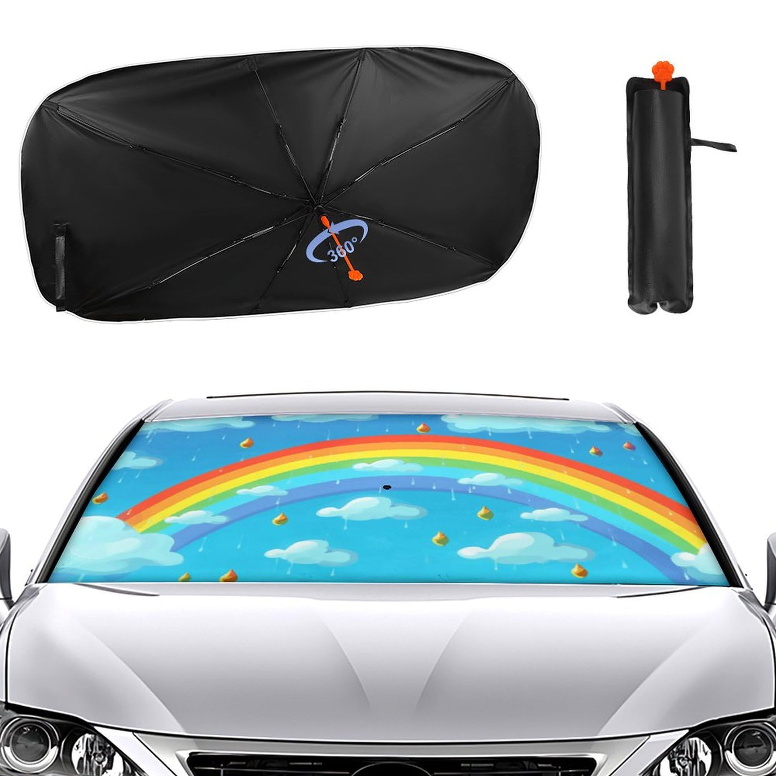Windschutzscheiben-Sonnenschutz für die Windschutzscheibe 2024, verbesserter Sonnenschutz, Regenschirm, Regenbogenwolken, Regentropfen, Sonnenschutz, Auto-Blocker, Fenster-Sonnenschutz Windschutzscheiben-Sonnenschutz für die Windschutzscheibe 2024, verbesserter Sonnenschutz, Regenschirm, Regenbogenwolken, Regentropfen, Sonnenschutz, Auto-Blocker, Fenster-Sonnenschutz von VTCTOASY