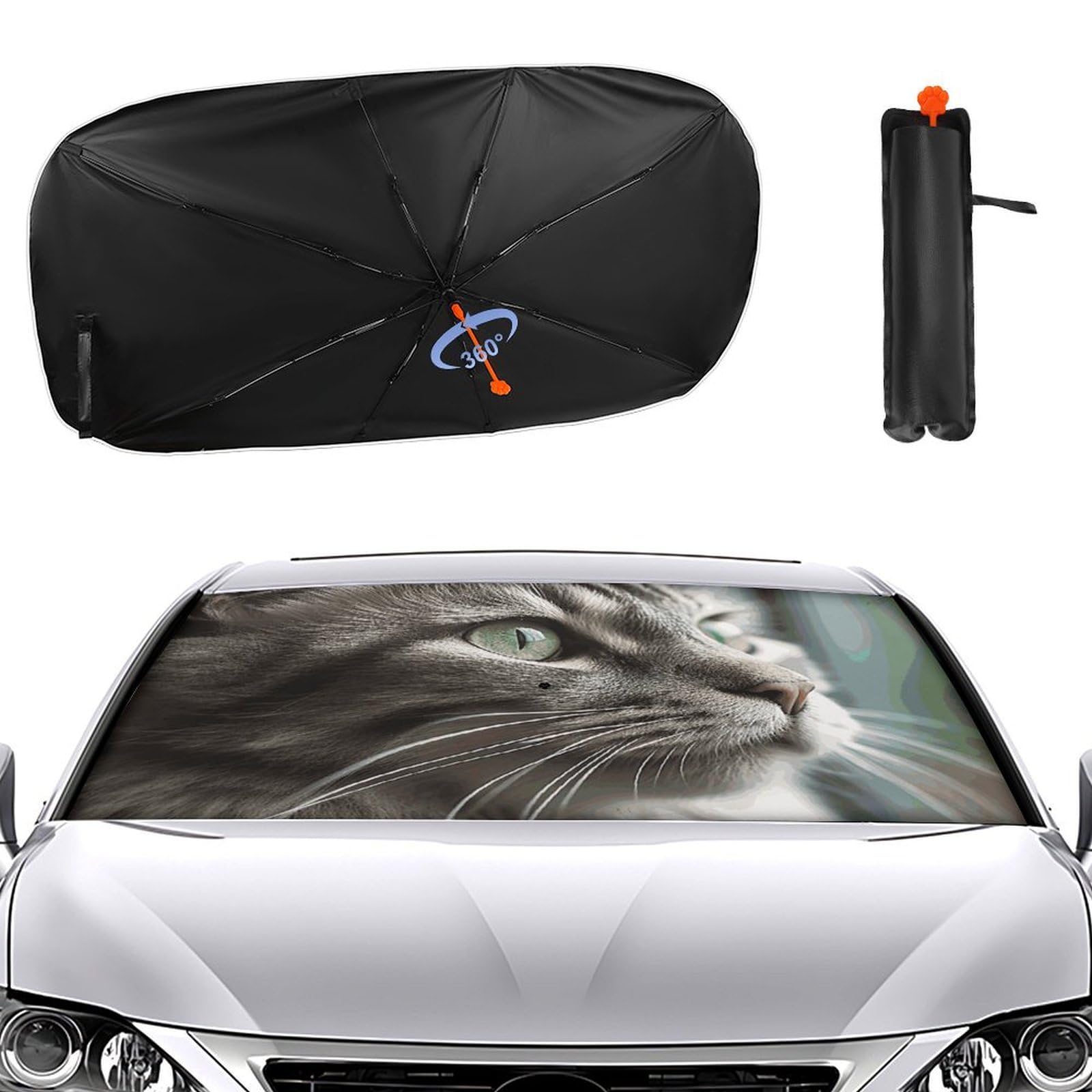 Windschutzscheiben-Sonnenschutz für die Windschutzscheibe im Auto, 2024, verbesserter Sonnenschirm, graue Katze mit grünen Augen, Sonnenschutz, Auto-Blocker, Fenster-Sonnenschutz Windschutzscheiben-Sonnenschutz für die Windschutzscheibe im Auto, 2024, verbesserter Sonnenschirm, graue Katze mit grünen Augen, Sonnenschutz, Auto-Blocker, Fenster-Sonnenschutz von VTCTOASY