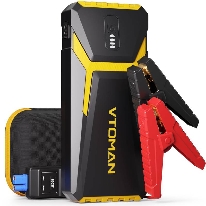 VTOMAN V10 Pro Starthilfe Powerbank Für Pkw,4500A 12V Autobatterie Starter Powerbank (Für Motor Alle Benzin/10.0L Diesel),Auto Starthilfe Mit LED Taschenlampe (Yellow) von VTOMAN