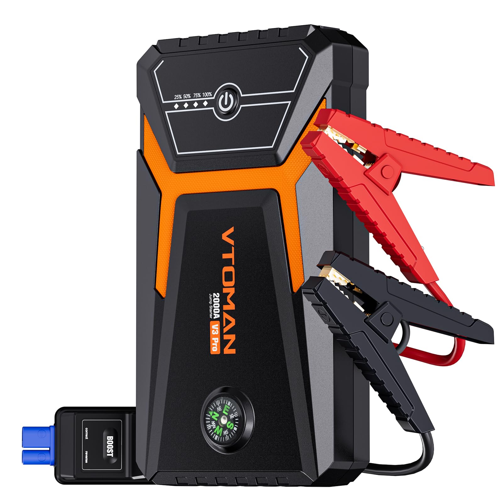 VTOMAN V3PRO Starthilfe Powerbank Für Pkw 2000A,Auto Starthilfe mit Starthilfekabel,Jump Starter Powerbank(Motor 6L Benzin und 4L Diesel) Mit LED Taschenlampe Für 12V Kfz,Motorrad von VTOMAN