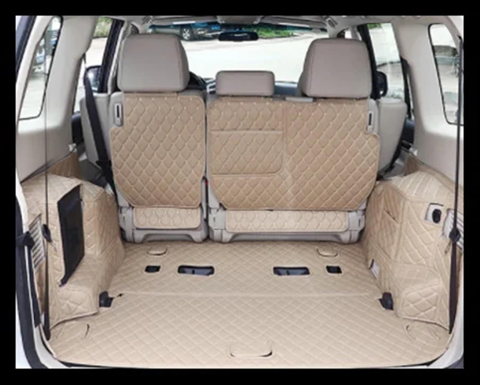 Kompatibel Mit Mitsubishi Für Pajero V97 Für V93 Für V73 2012 2013 2014 2015 2016 2017 2018 Kofferraummatten Kofferraumteppiche Autozubehör Innenausstattung Heckkofferraummatte(Beige,Size3) von VVBNIN