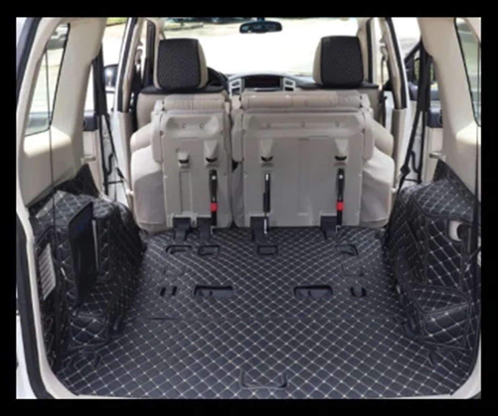 Kompatibel Mit Mitsubishi Für Pajero V97 Für V93 Für V73 2012 2013 2014 2015 2016 2017 2018 Kofferraummatten Kofferraumteppiche Autozubehör Innenausstattung Heckkofferraummatte(Black,Size2) von VVBNIN