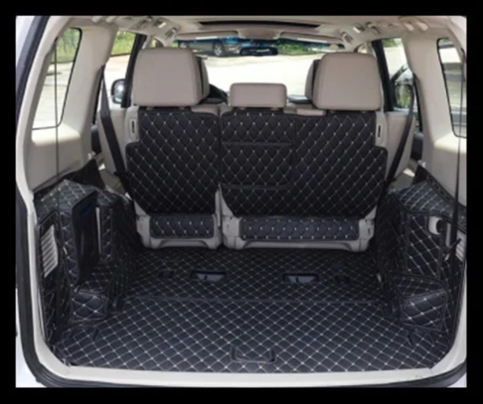 Kompatibel Mit Mitsubishi Für Pajero V97 Für V93 Für V73 2012 2013 2014 2015 2016 2017 2018 Kofferraummatten Kofferraumteppiche Autozubehör Innenausstattung Heckkofferraummatte(Black,Size3) von VVBNIN