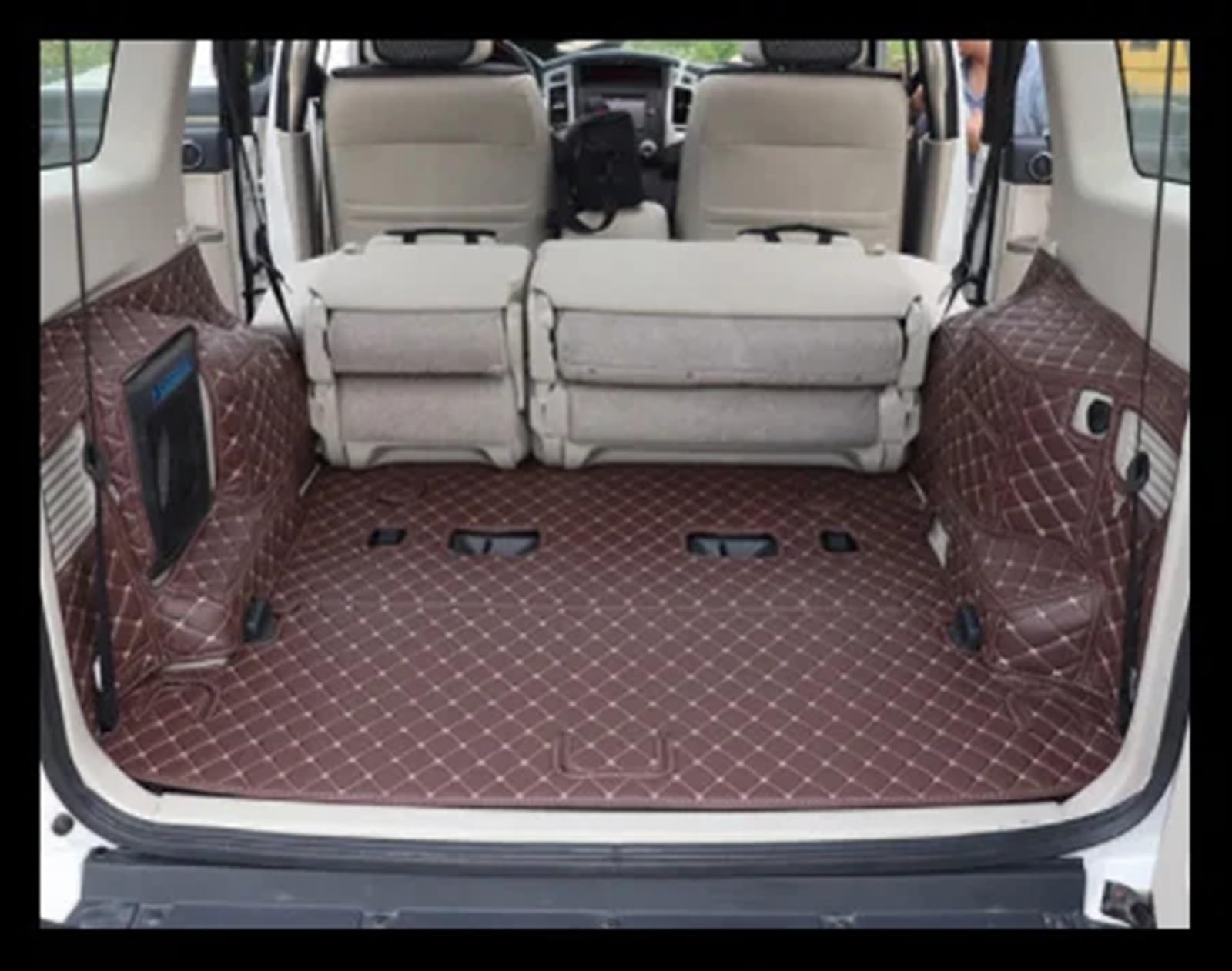 Kompatibel Mit Mitsubishi Für Pajero V97 Für V93 Für V73 2012 2013 2014 2015 2016 2017 2018 Kofferraummatten Kofferraumteppiche Autozubehör Innenausstattung Heckkofferraummatte(Coffee,Size2) von VVBNIN