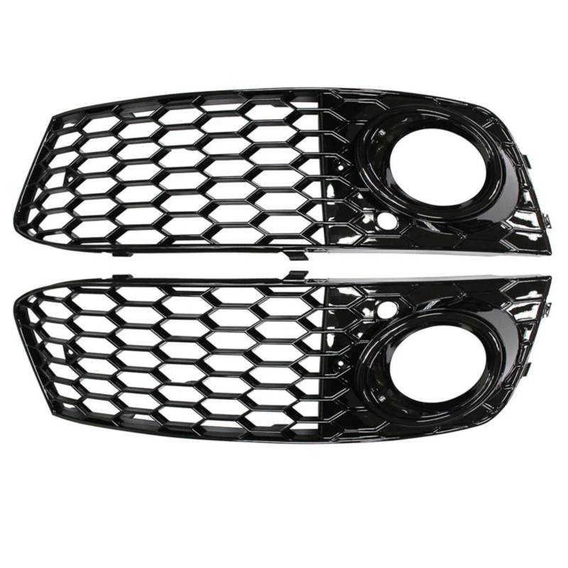 VVBNIN Kompatibel Mit A4 Für B8 2008 2009 2010 2011 2012 Auto-Nebelscheinwerfer-Lampengrill-Abdeckung, Wabengitter-Frontgrill, Nebelscheinwerfer-Grill Auto Zubehör(Black) von VVBNIN
