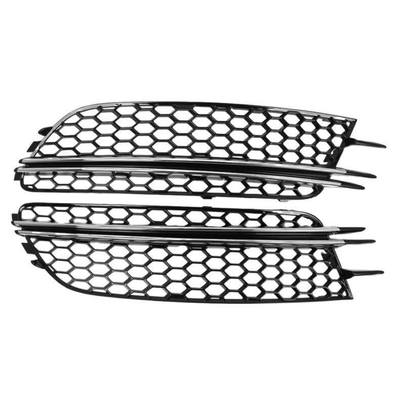VVBNIN Kompatibel Mit A6 Für C7 2012 2013 2014 2015 Frontstoßstange Nebelscheinwerfer Lampengrill Honeycomb Mesh Grill 4G0807681 4G0807682 Auto Zubehör(Chrome Stripes) von VVBNIN