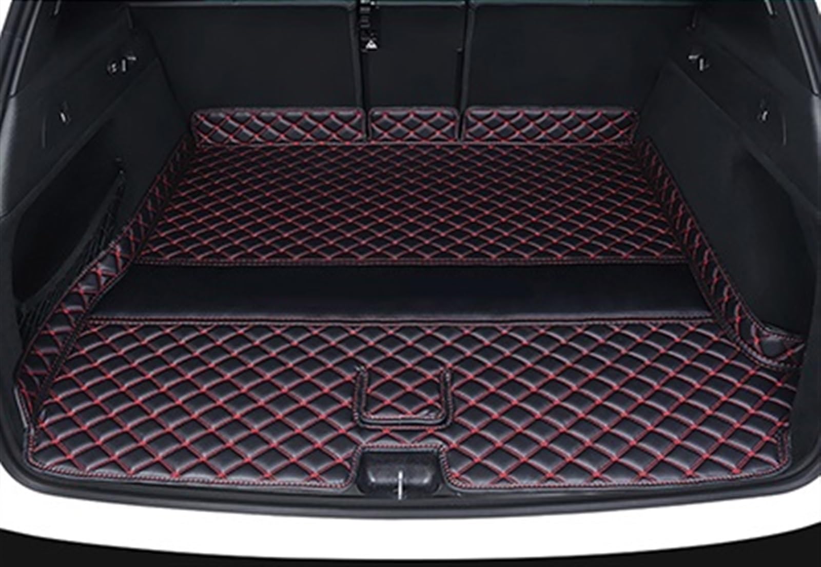 VVBNIN Kompatibel Mit Jeep Für Wrangler 2008 2009 2010 4-türige Kofferraummatte, Schutzablage, Teppichzubehör, Kofferraummatte, Kofferraummatte, Bodenschutz Heckkofferraummatte(Black Red) von VVBNIN
