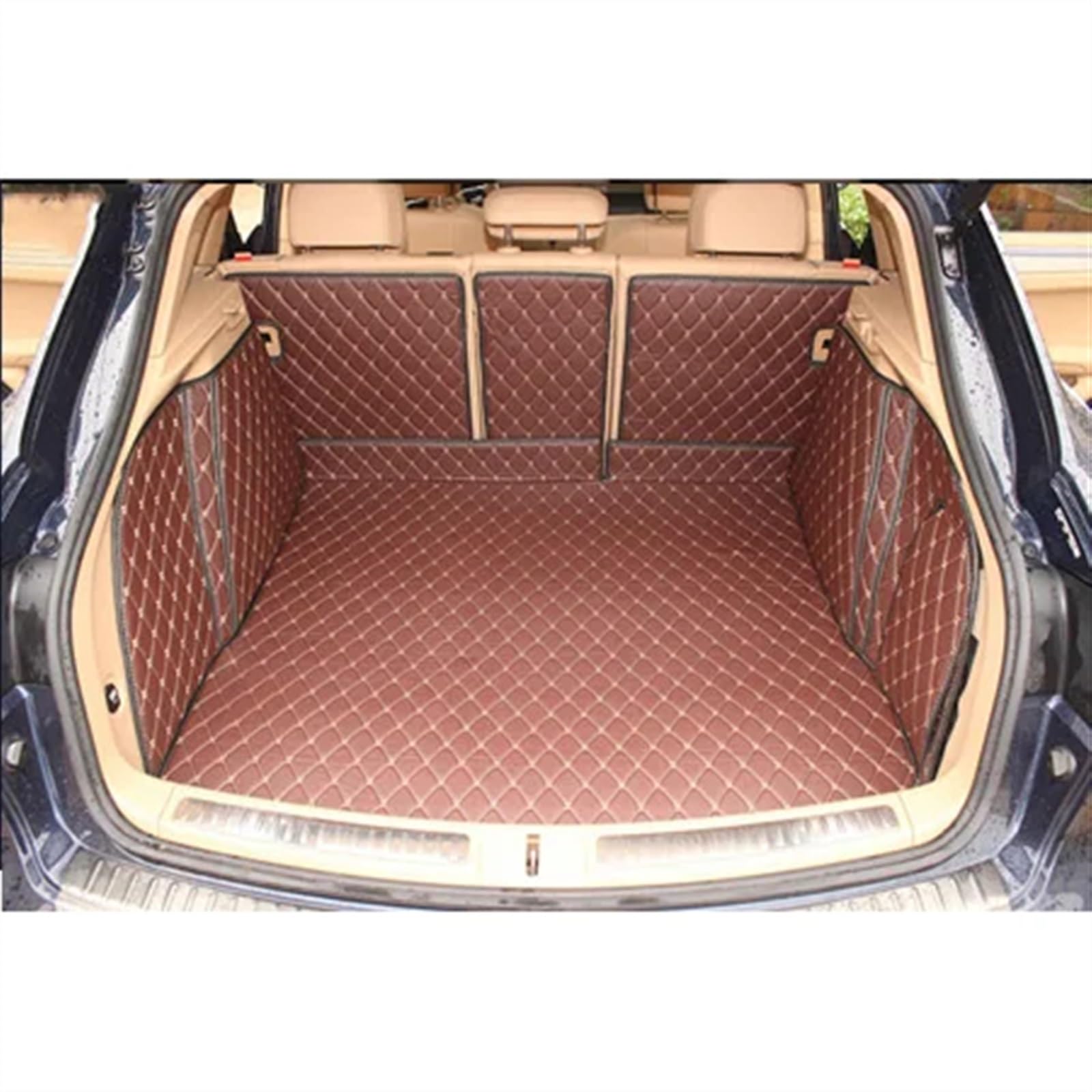 VVBNIN Kompatibel Mit Porsche Für Cayenne 958 2010 2011 2012 2013 2014 2015 2016 2017 Kofferraummatten Kofferraumteppiche Liner Matte Fahrzeugteppichzubehör Heckkofferraummatte(Brown) von VVBNIN
