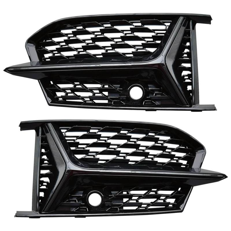 VVBNIN Kompatibel Mit S6 Für RS6 A6 C8 Für SLine 2018 2019 2020 2021 2022 2023 2024 Auto-Frontstoßstangengrill Grillabdeckung Nebelscheinwerferabdeckung Auto Zubehör(Glossy Black) von VVBNIN