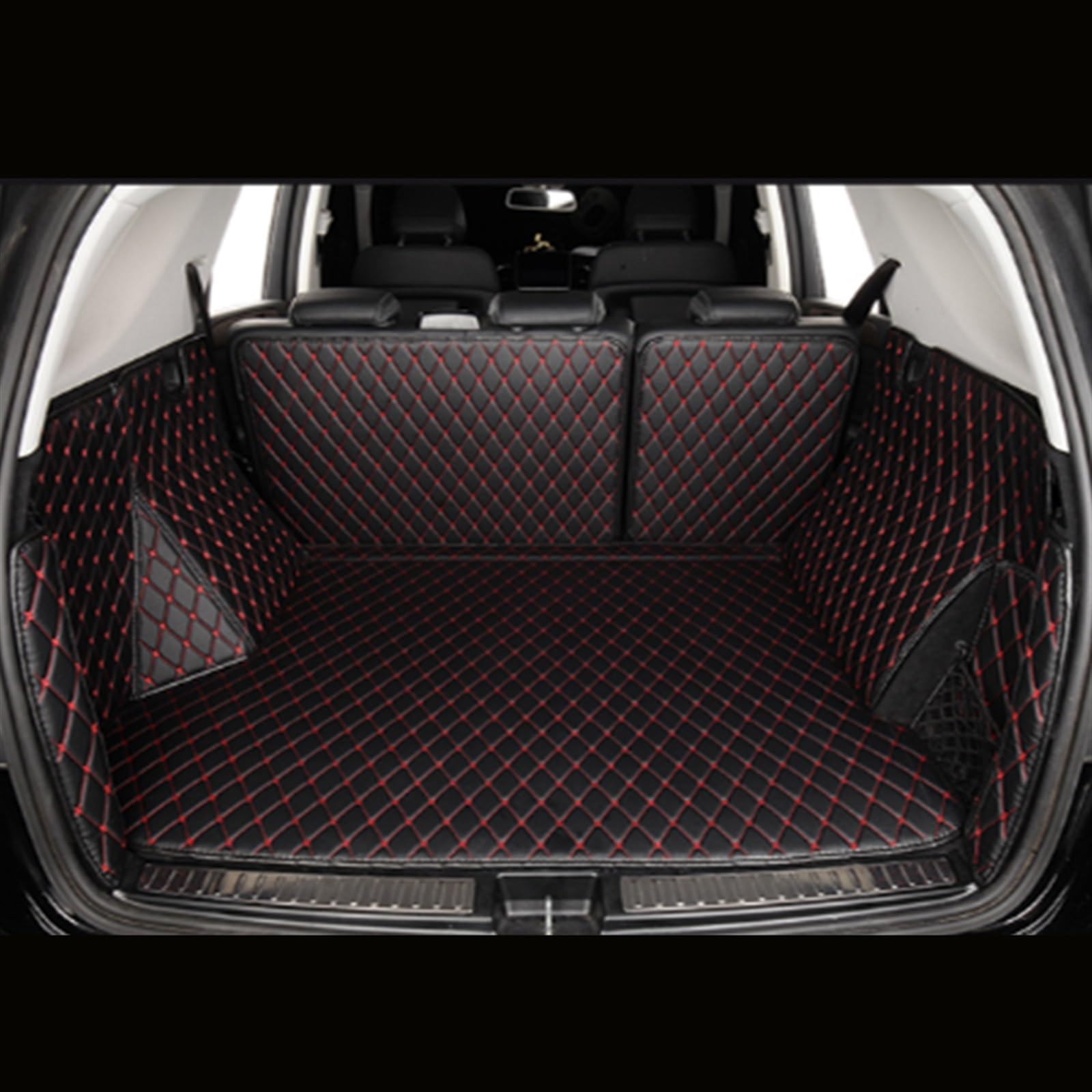 VVBNIN Kompatibel Mit Tesla Für Model Y 2021 2022 2023, Kofferraummatte, Autozubehör, Auto-All-Inclusive-Kofferraummatte, Gepäckeinlage, Bodenschutz Heckkofferraummatte(Black Red) von VVBNIN