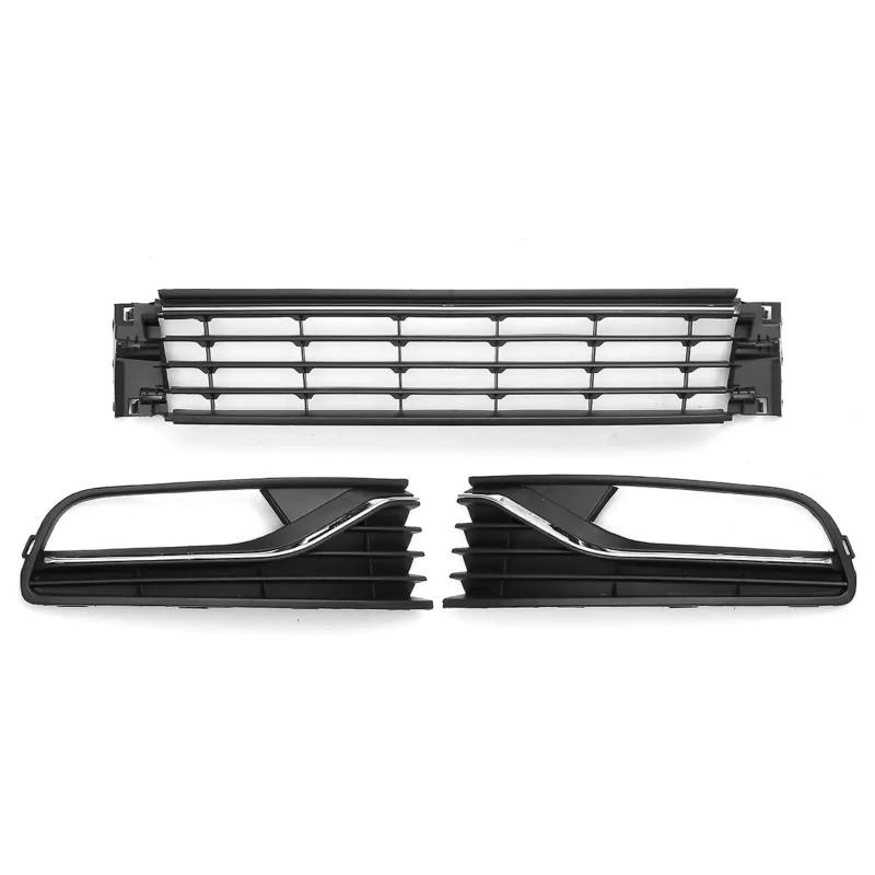 VVBNIN Kompatibel Mit Vw Für Polo 6r 2014 2015 2016 2017 Frontstoßstangengrill Rechts In Der Mitte Links Grill Grills Nebelscheinwerferabdeckung 6R0853677A9B9 Auto Zubehör von VVBNIN