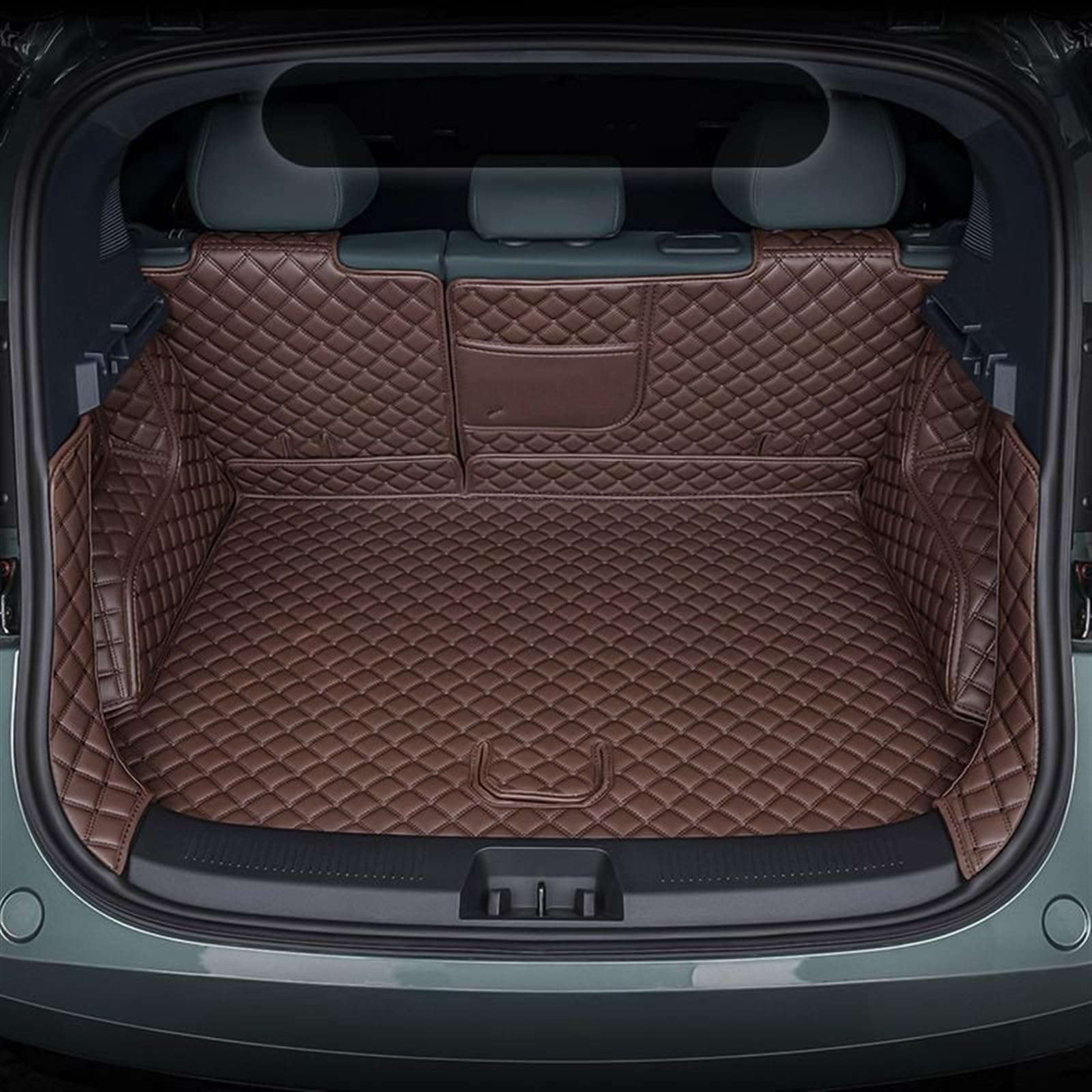 VVBNIN Kompatibel Mit Zeekr Für X 2023 2024 Kofferraummatte Zubehör Kofferraummatte Kofferraumwanne Matte Bodenschutz Schutzablage Fahrzeugteppich Autoauskleidung Heckkofferraummatte(Brown,Size1) von VVBNIN