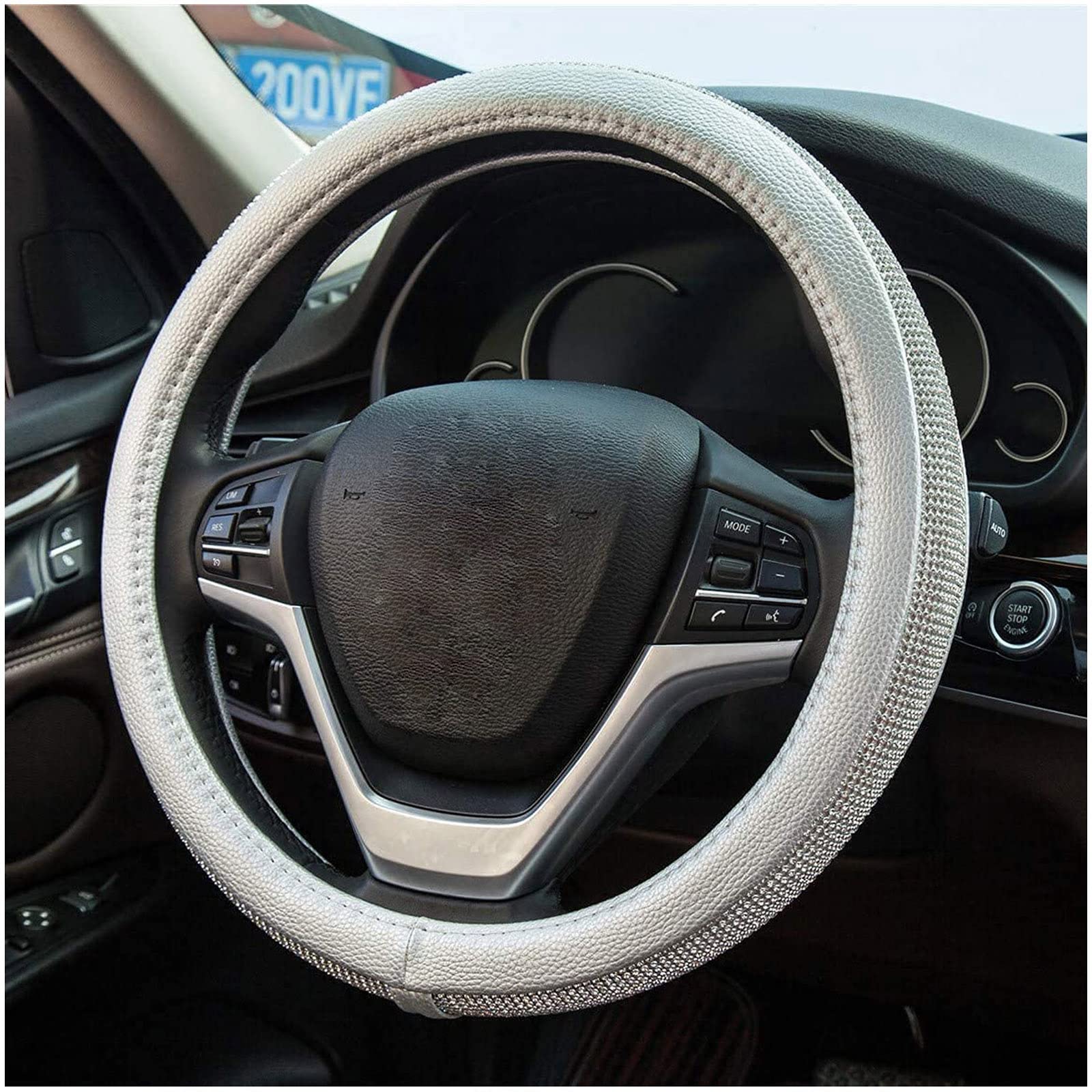 VVLXRIC LenkradhüLlen, Crystal LenkradüBerzüGe, 15 Zoll Leder Auto Zubehoer Mit Glitzer, Passend füR Die Meisten Autos/SUV/LKW/Minivans,Silver VVLXRIC LenkradhüLlen, Crystal LenkradüBerzüGe, 15 Zoll Leder Auto Zubehoer Mit Glitzer, Passend füR Die Meisten Autos/SUV/LKW/Minivans,Silver von VVLXRIC