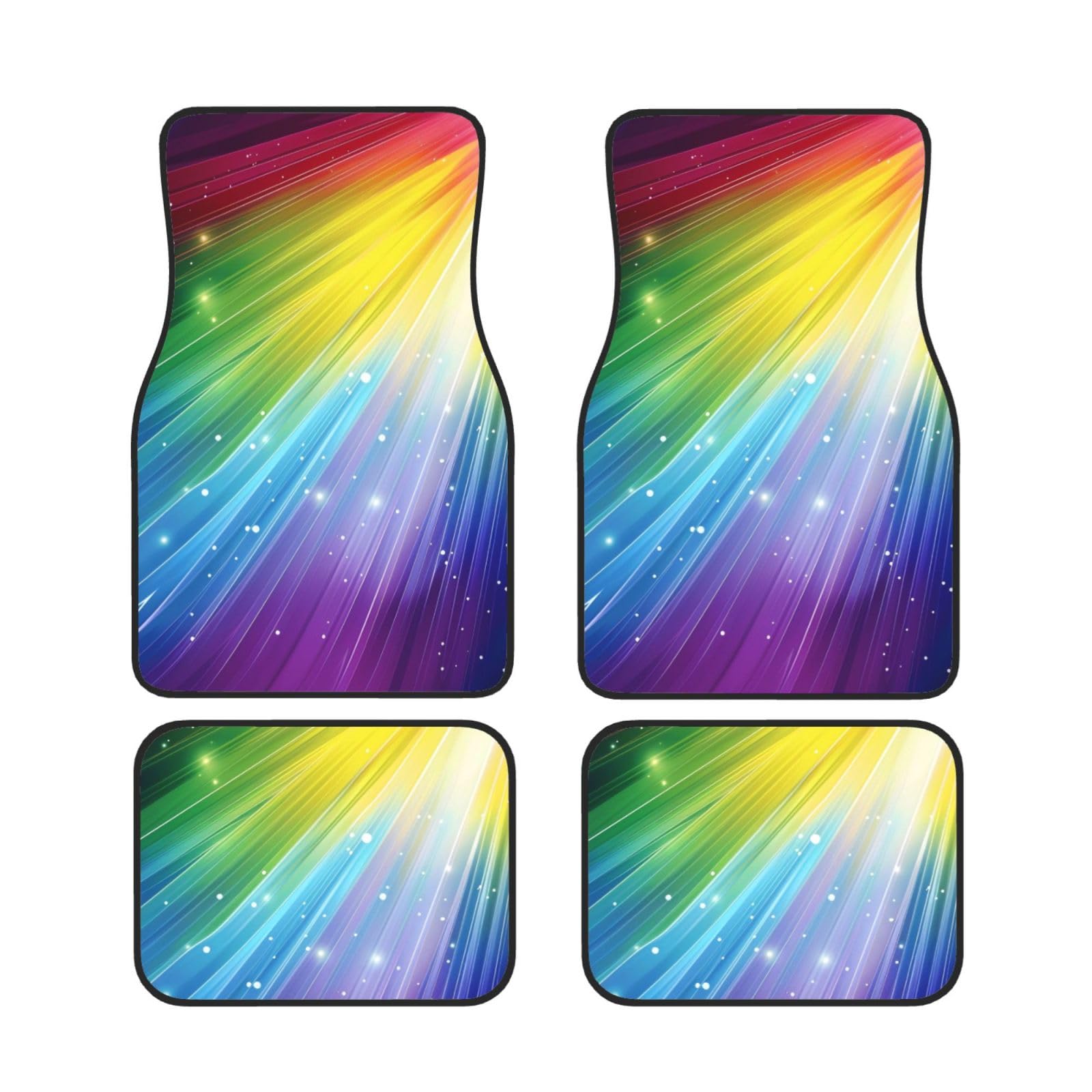 Autofußmatten mit Regenbogen-Motiv, bunt, gestreift, 4-teilig, Fußmatten, Schutz für Autos, komplette Sets, rutschfeste und wasserdichte Automobil-Fußmatten Autofußmatten mit Regenbogen-Motiv, bunt, gestreift, 4-teilig, Fußmatten, Schutz für Autos, komplette Sets, rutschfeste und wasserdichte Automobil-Fußmatten von VVTDESA
