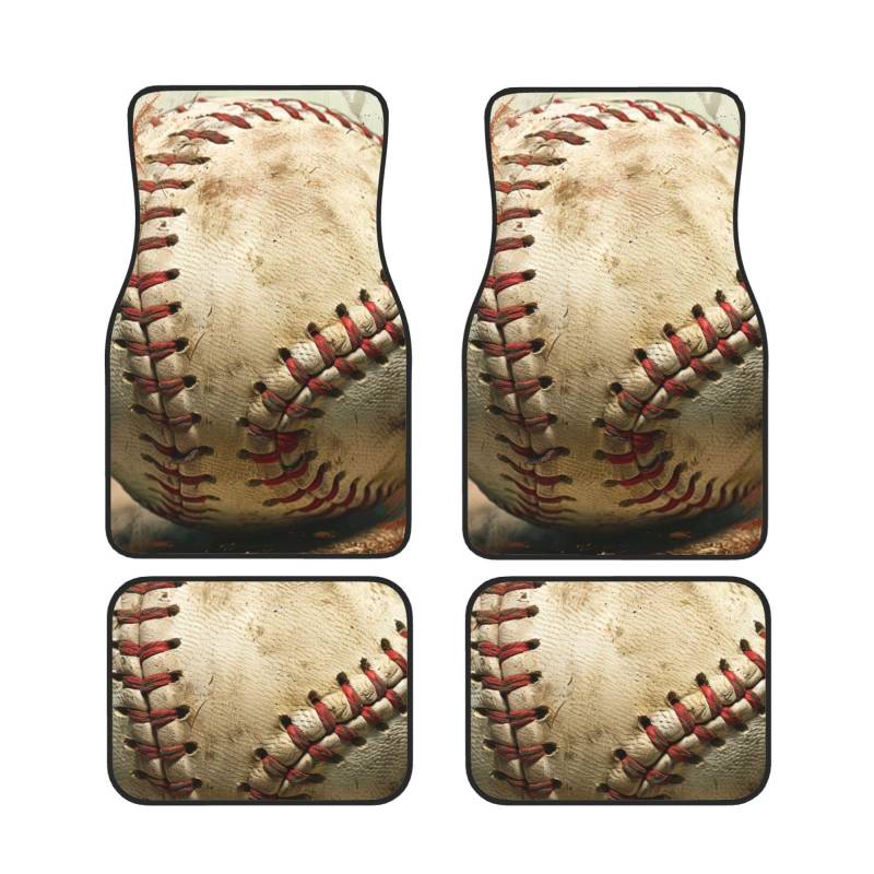 Baseball 1 Bedruckte Auto Fußmatten Set 4-teilig | Fußmatten Schutz für Autos Komplette Sets | Rutschfeste & wasserdichte Automotive Fußmatten von VVTDESA