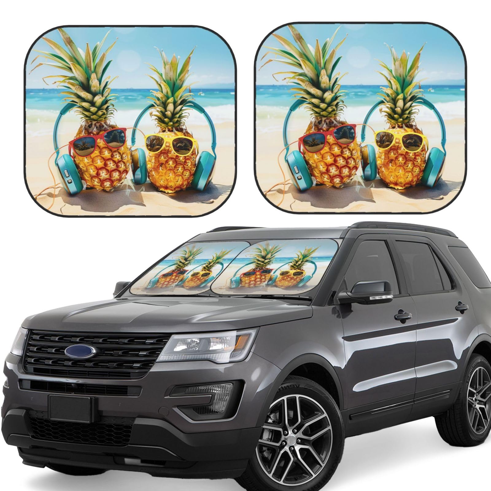 Beach Two Ananas Sea Printed Faltbarer Windschutzscheiben-Sonnenschutz, groß | Schützen Sie Ihren Autoinnenraum und Ihre Privatsphäre, bleiben Sie im Sommer kühl Beach Two Ananas Sea Printed Faltbarer Windschutzscheiben-Sonnenschutz, groß | Schützen Sie Ihren Autoinnenraum und Ihre Privatsphäre, bleiben Sie im Sommer kühl von VVTDESA