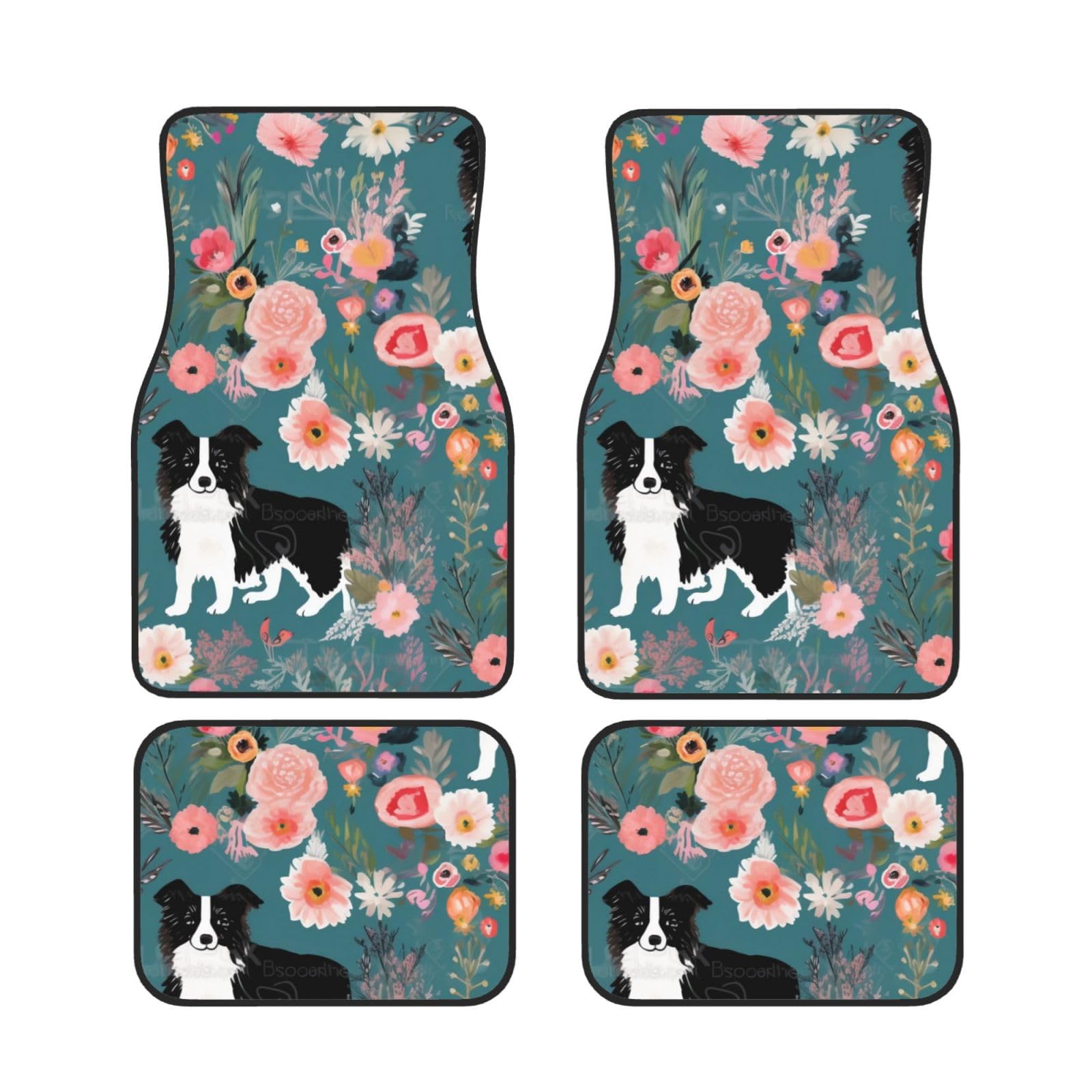 Border Collie Florals Bedruckte Auto Fußmatten Set 4-teilig | Fußmatten Schutz für Autos Komplettsets | Rutschfeste & wasserdichte Automotive Fußmatten Border Collie Florals Bedruckte Auto Fußmatten Set 4-teilig | Fußmatten Schutz für Autos Komplettsets | Rutschfeste & wasserdichte Automotive Fußmatten von VVTDESA