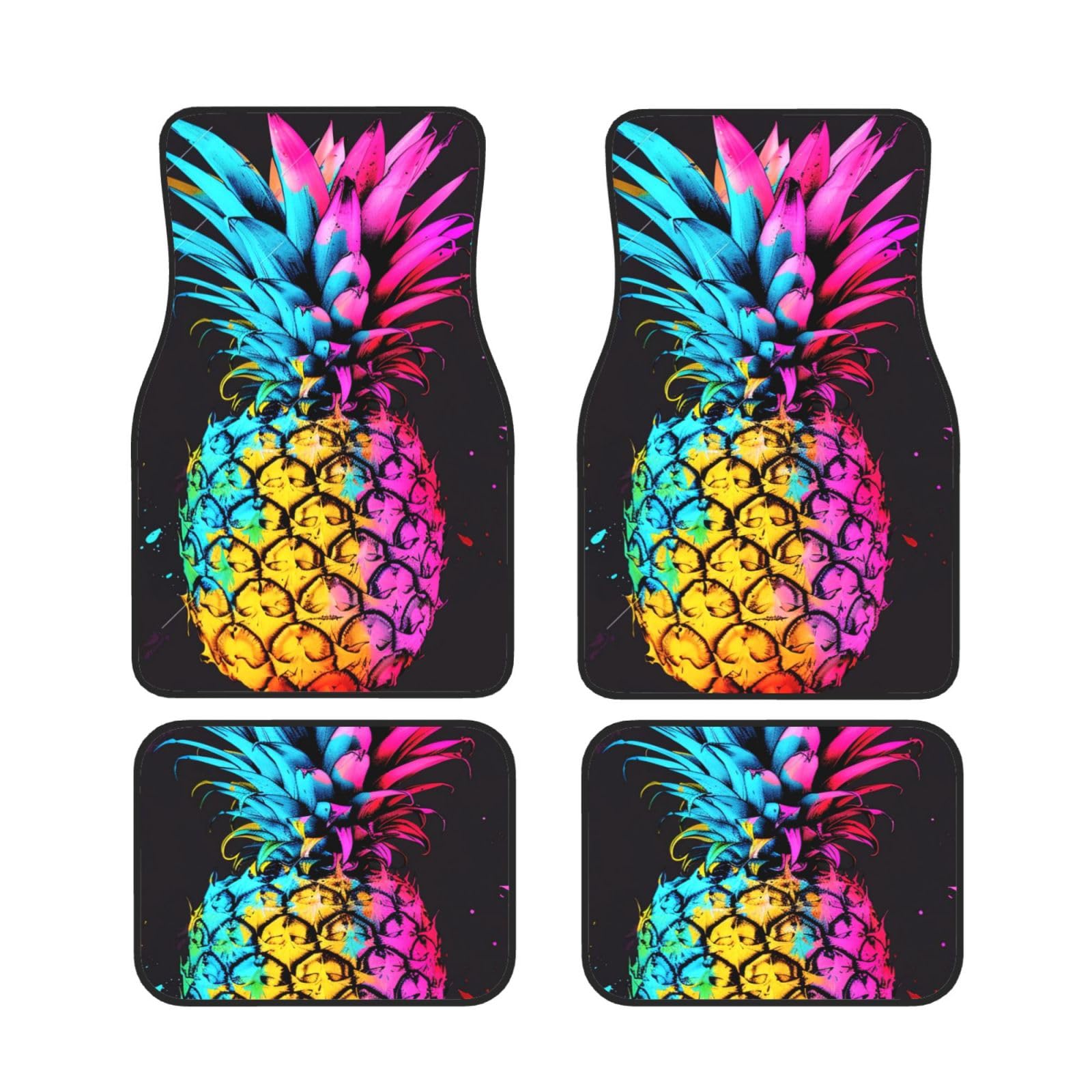 Bunte Ananas bedruckte Auto-Fußmatten Set mit 4 Stück | Fußmatten Schutz für Autos Komplettsets | rutschfeste & wasserdichte Automobil-Fußmatten Bunte Ananas bedruckte Auto-Fußmatten Set mit 4 Stück | Fußmatten Schutz für Autos Komplettsets | rutschfeste & wasserdichte Automobil-Fußmatten von VVTDESA