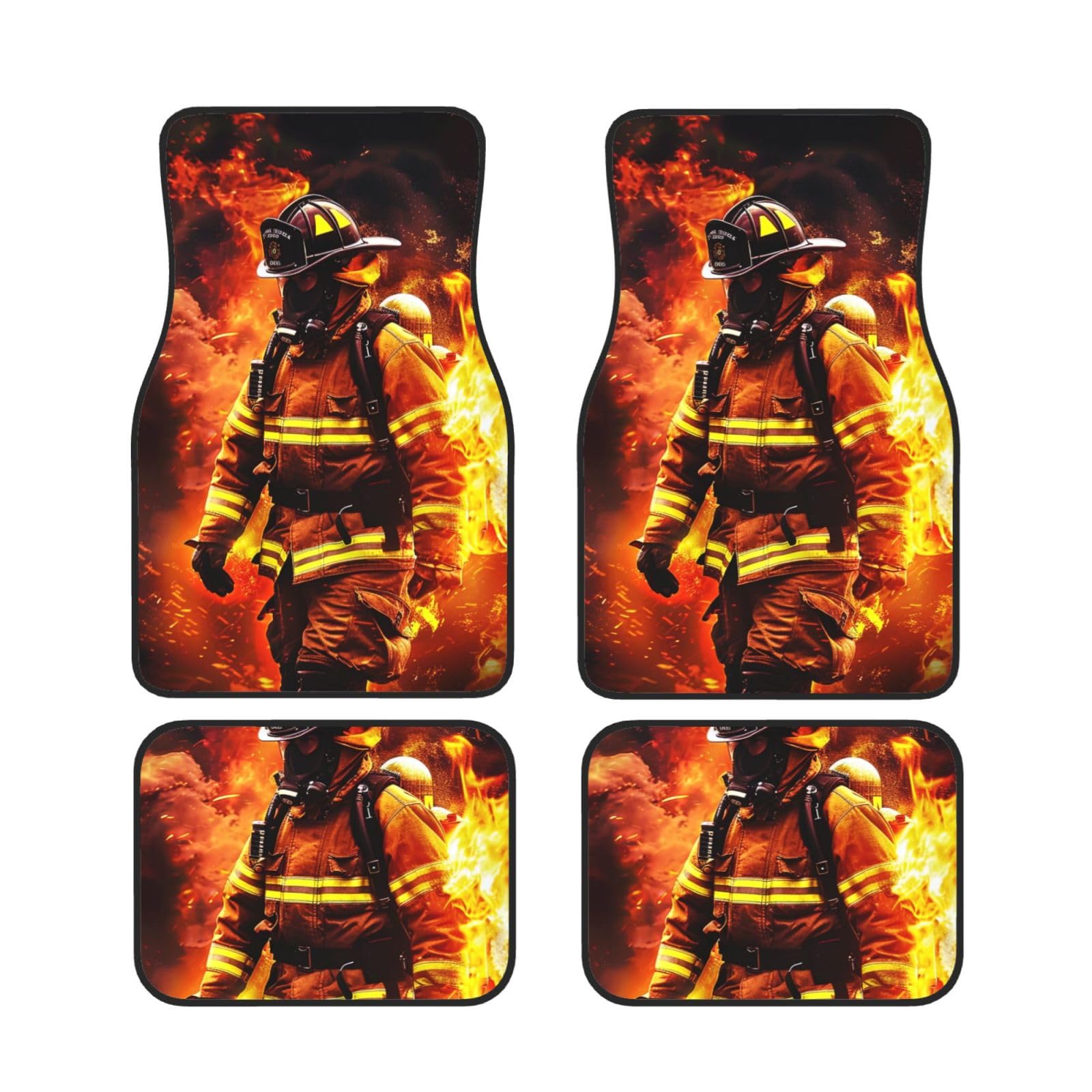 Feuerwehrmann Feuerwehrmann Flamme Gedruckt Auto Fußmatten Set 4 Stück | Fußmatten Schutz für Autos Komplette Sets | Rutschfeste & wasserdichte Automotive Fußmatten Feuerwehrmann Feuerwehrmann Flamme Gedruckt Auto Fußmatten Set 4 Stück | Fußmatten Schutz für Autos Komplette Sets | Rutschfeste & wasserdichte Automotive Fußmatten von VVTDESA