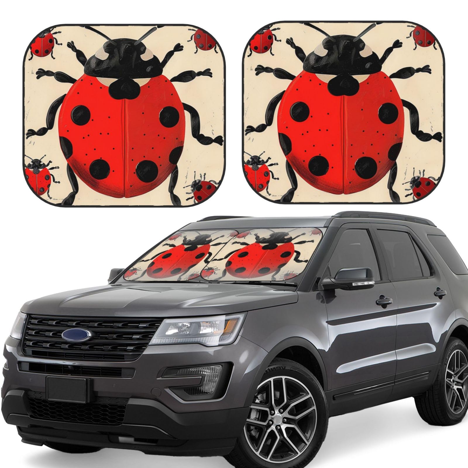 Ladybug bedruckter faltbarer Windschutzscheiben-Sonnenschutz, Größe M, schützen Sie Ihren Autoinnenraum und Ihre Privatsphäre, bleiben Sie kühl im Sommer Ladybug bedruckter faltbarer Windschutzscheiben-Sonnenschutz, Größe M, schützen Sie Ihren Autoinnenraum und Ihre Privatsphäre, bleiben Sie kühl im Sommer von VVTDESA
