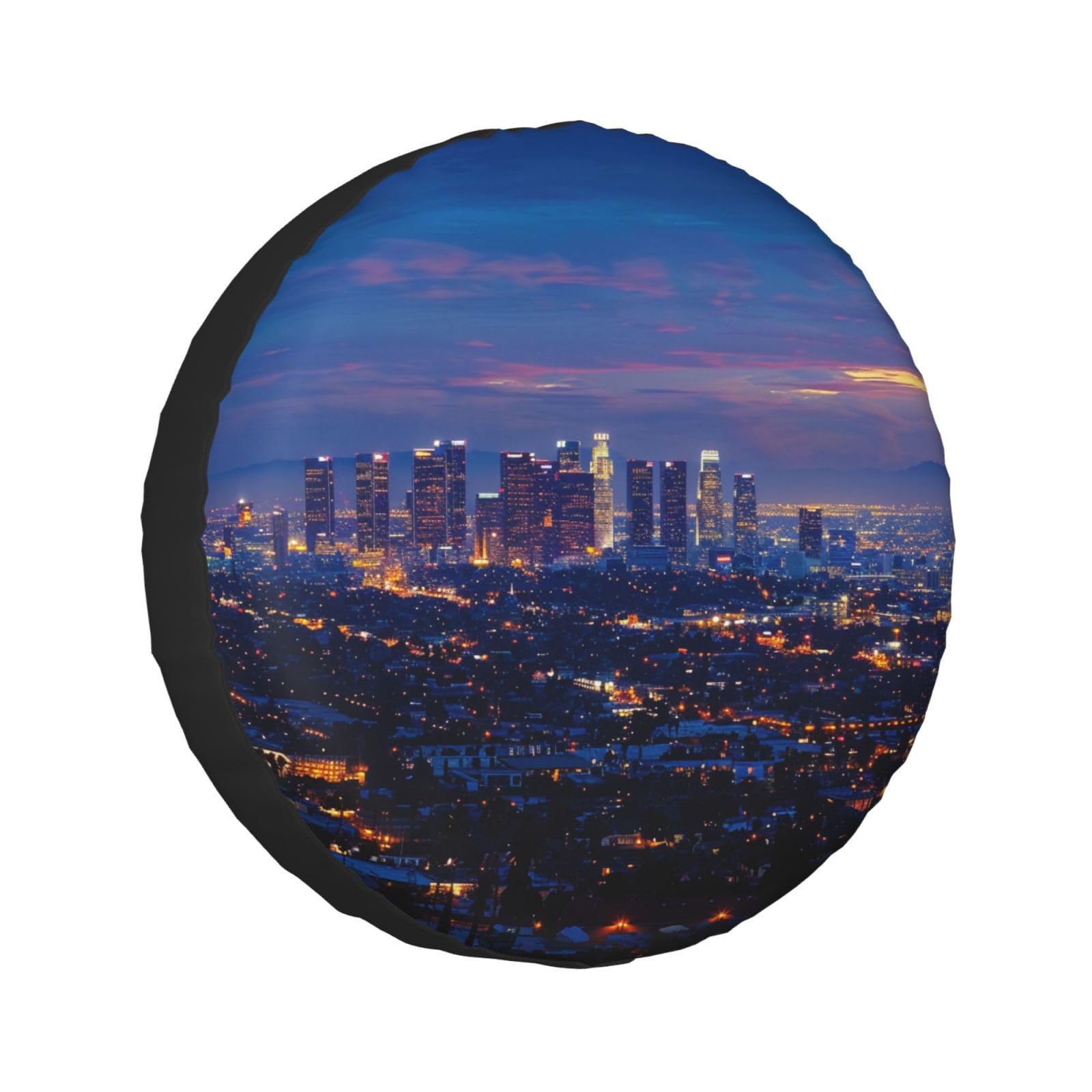Los Angeles Skyline bedruckte Ersatzreifenabdeckung, 35,6 cm (14 Zoll), wasserdichte Radabdeckungen, universelle Passform für Auto, Anhänger, Auto, SUV, LKW und viele Fahrzeuge von VVTDESA