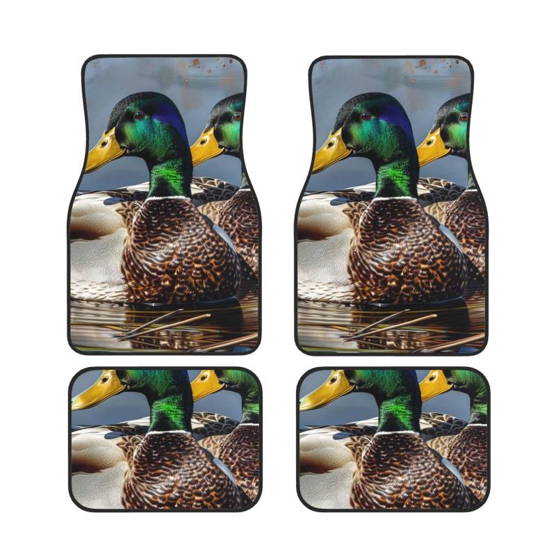 Mallard Duck Bedruckte Auto Fußmatten Set 4-teilig | Fußmatten Schutz für Autos Komplette Sets | Rutschfeste & wasserdichte Automotive Fußmatten von VVTDESA