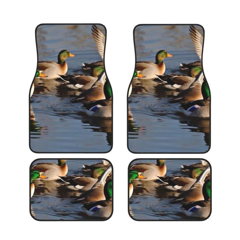 Mallard Ducks Bedruckte Auto Fußmatten Set 4-teilig | Fußmatten Schutz für Autos Komplette Sets | Rutschfeste & wasserdichte Automotive Fußmatten von VVTDESA