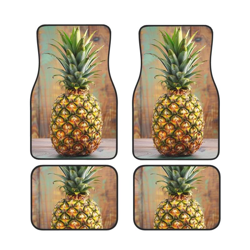 Pineapple 1 Bedruckte Auto Fußmatten Set 4-teilig | Fußmatten Schutz für Autos Komplettsets | Rutschfeste & wasserdichte Automotive Fußmatten von VVTDESA