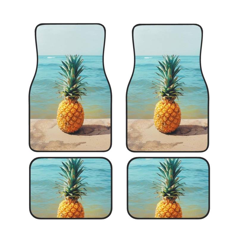 Pineapple by The Sea Gedruckt Auto Fußmatten Set 4-teilig | Fußmatten Schutz für Autos Komplette Sets | Rutschfeste & wasserdichte Automotive Fußmatten von VVTDESA