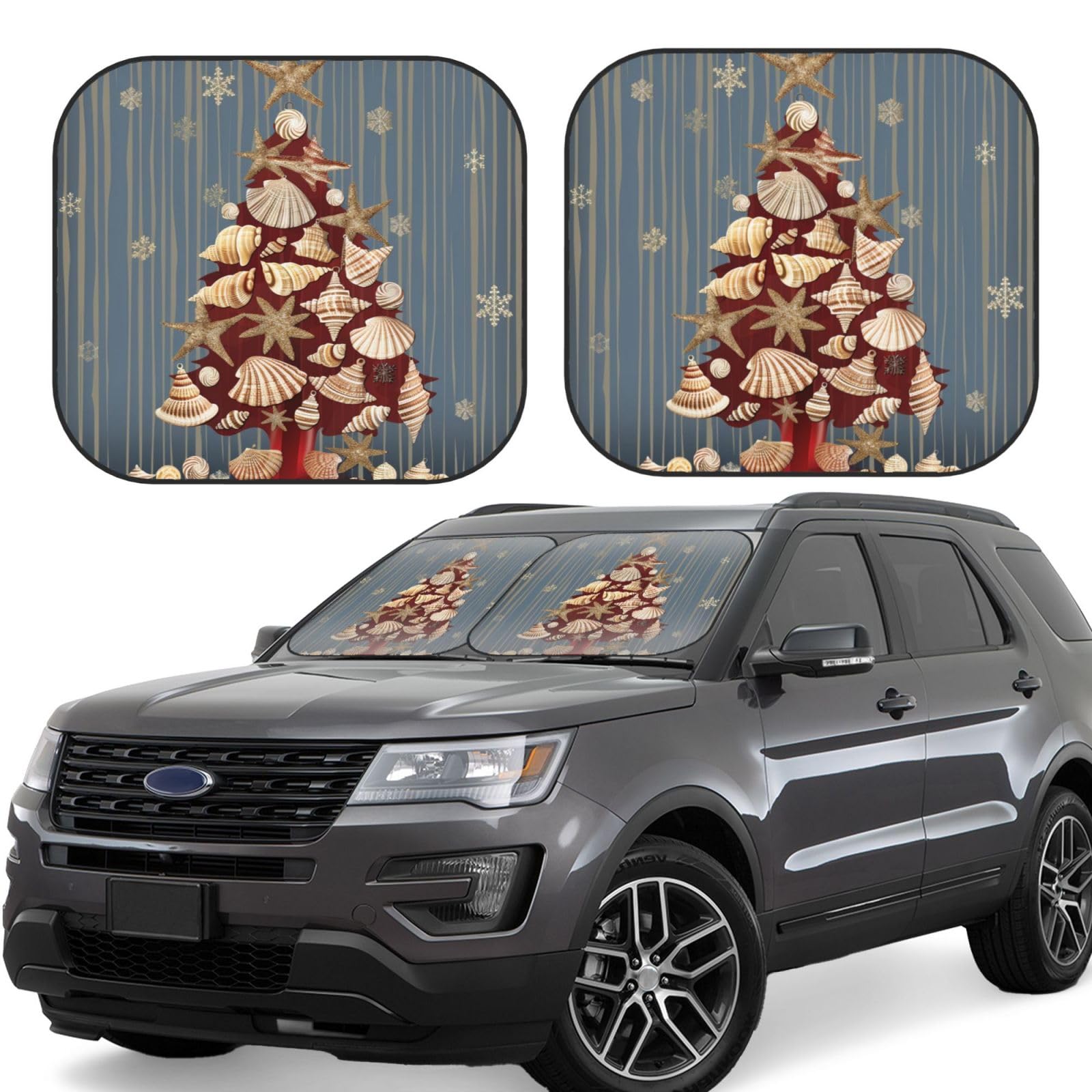 Snowflower Seashell Christmas Printed Foldable Windshield Sun Shade, Small | Protect Your Car Interior and Privacy, Stay Cool in Summer! Snowflower Seashell Christmas Printed Foldable Windshield Sun Shade, Small | Protect Your Car Interior and Privacy, Stay Cool in Summer! von VVTDESA