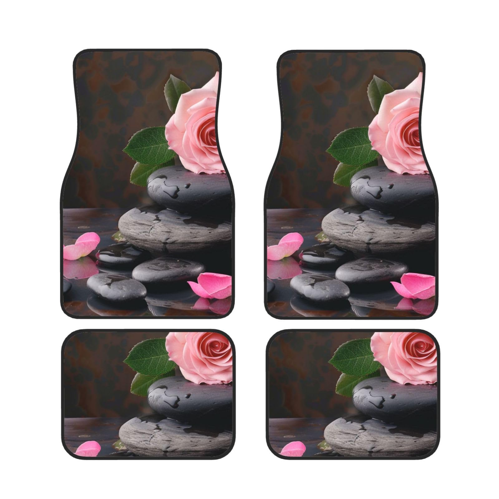 Spa Stein und Rose Blumen Gedruckt Auto Fußmatten Set 4 Stück | Fußmatten Schutz für Autos Komplette Sets | Rutschfeste & wasserdichte Automobil-Fußmatten Spa Stein und Rose Blumen Gedruckt Auto Fußmatten Set 4 Stück | Fußmatten Schutz für Autos Komplette Sets | Rutschfeste & wasserdichte Automobil-Fußmatten von VVTDESA