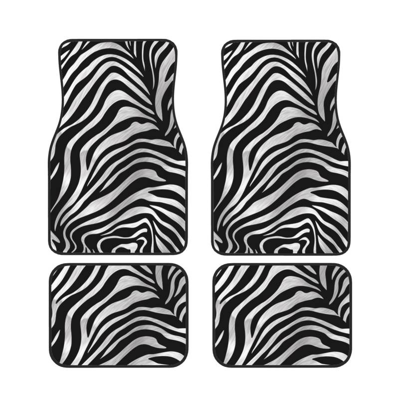 Zebra-Print Bedruckte Auto Fußmatten Set 4-teilig | Fußmatten Schutz für Autos Komplette Sets | Rutschfeste & wasserdichte Automotive Fußmatten von VVTDESA