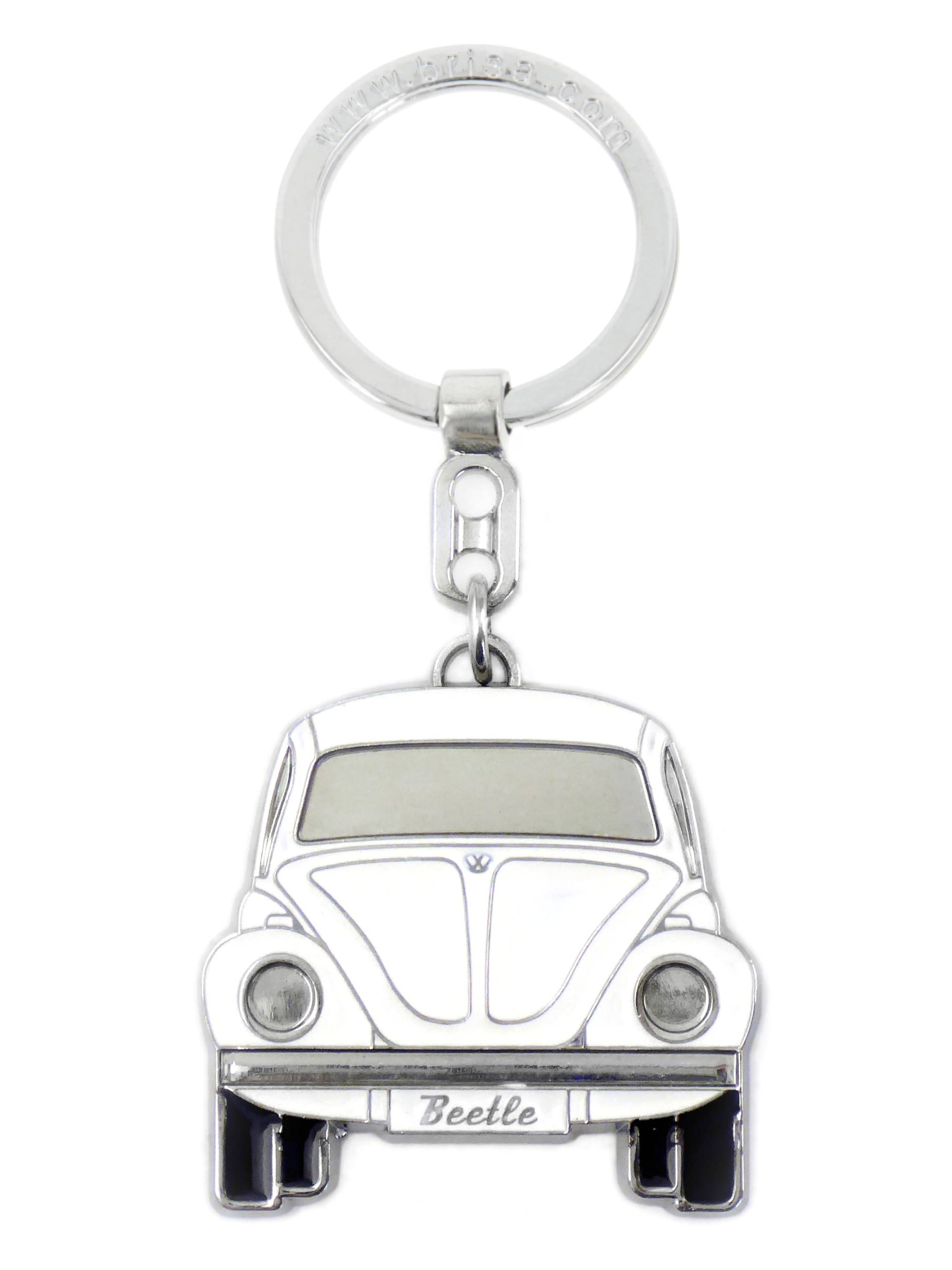BRISA VW Collection - Volkswagen Emaillierter Metall Schlüssel-Anhänger-Ring Schlüsselbund-Accessoire Keyholder im Käfer/Beetle Design (Front/Weiß) von BRISA
