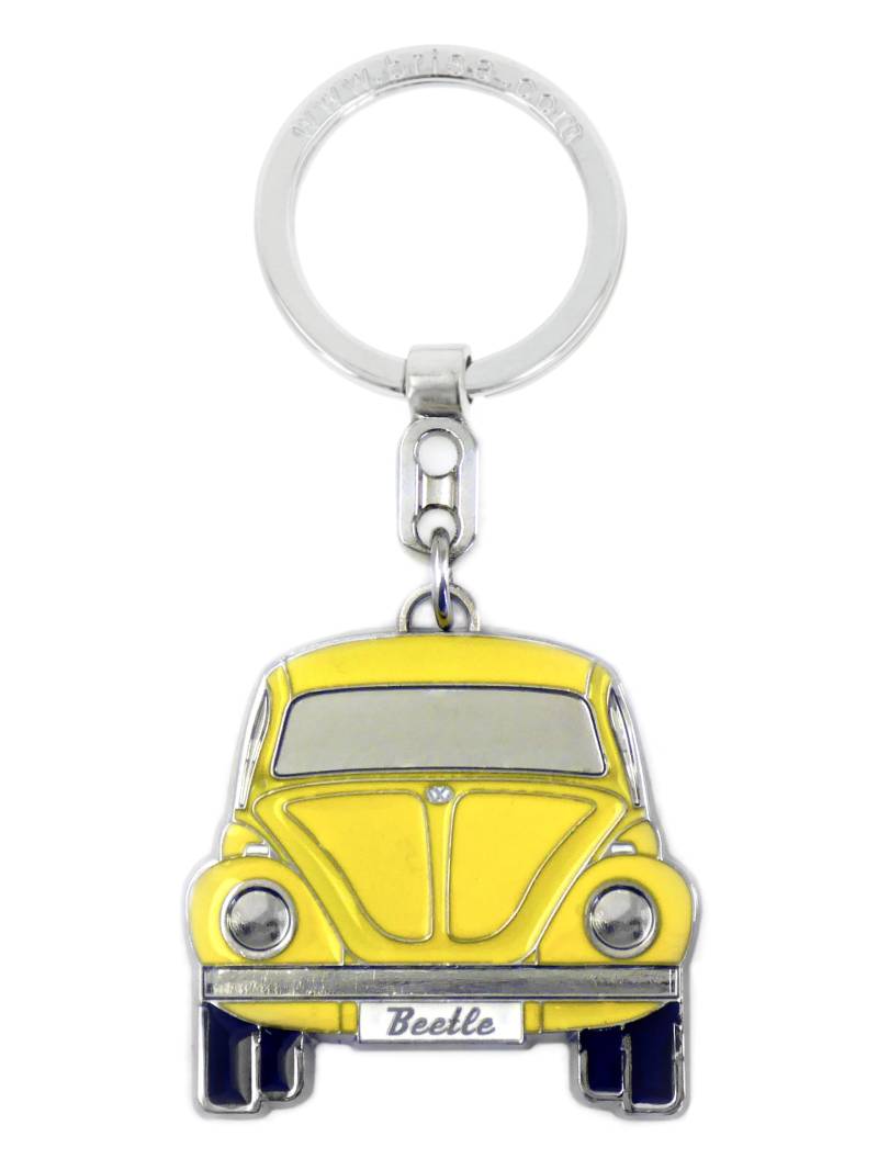 BRISA VW Collection - Volkswagen Emaillierter Metall Schlüssel-Anhänger-Ring Schlüsselbund-Accessoire Keyholder im Käfer/Beetle Design (Front/Gelb) von BRISA